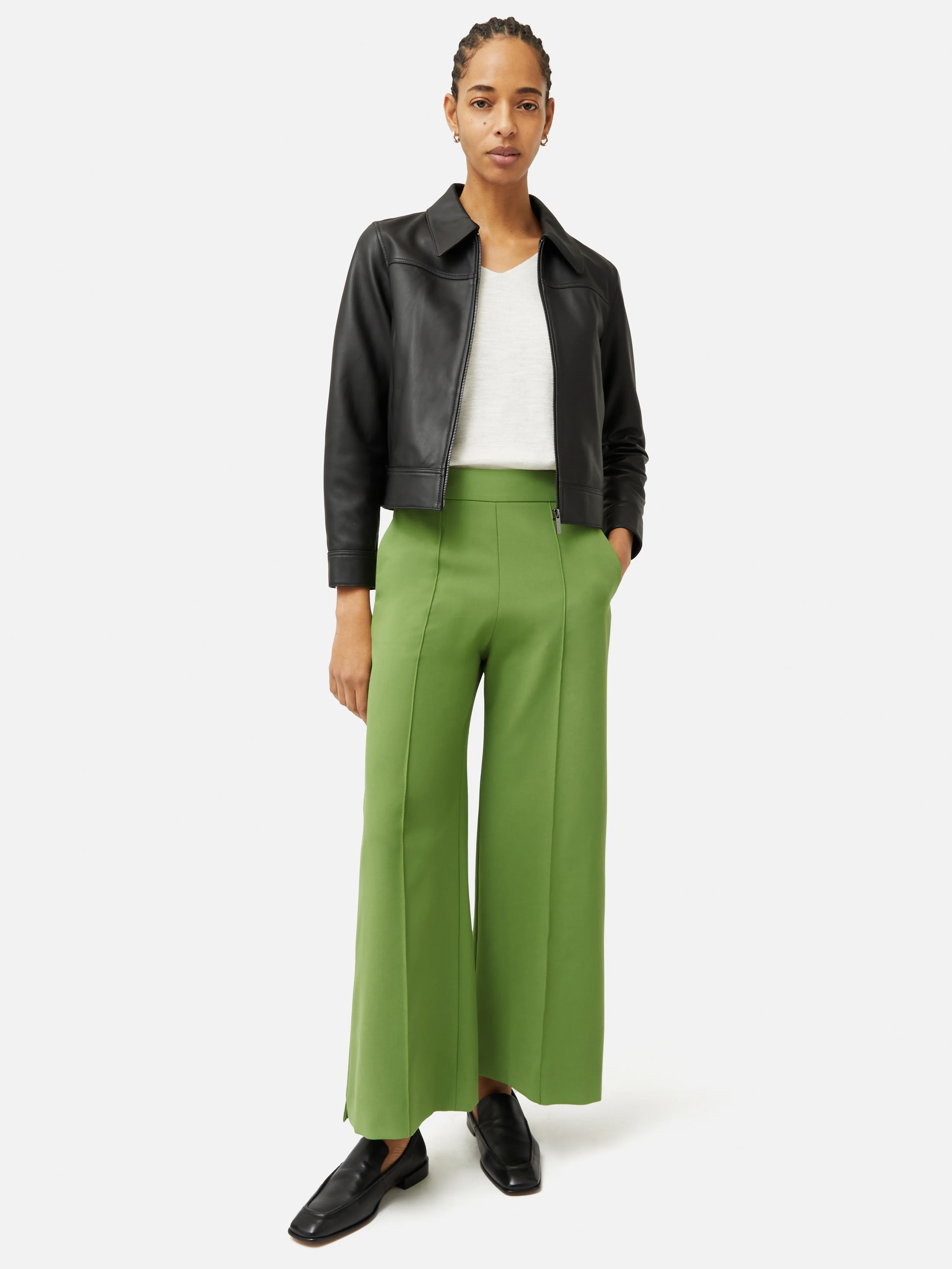 Italian Modern Crepe Sailor Trouser | Green - Image 6