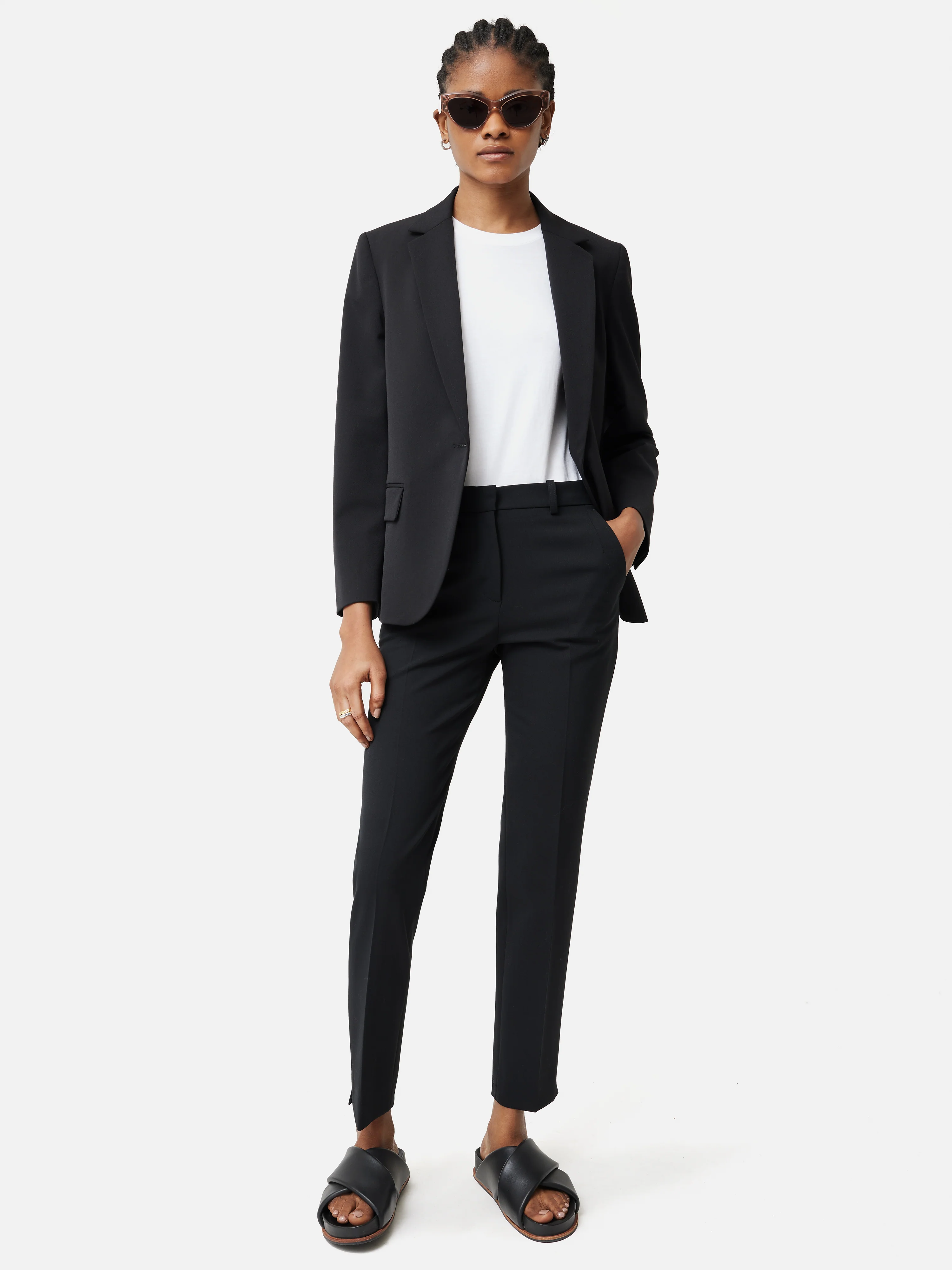 Italian Wool Stretch Paris Slim Fit Trouser | Black - Image 3