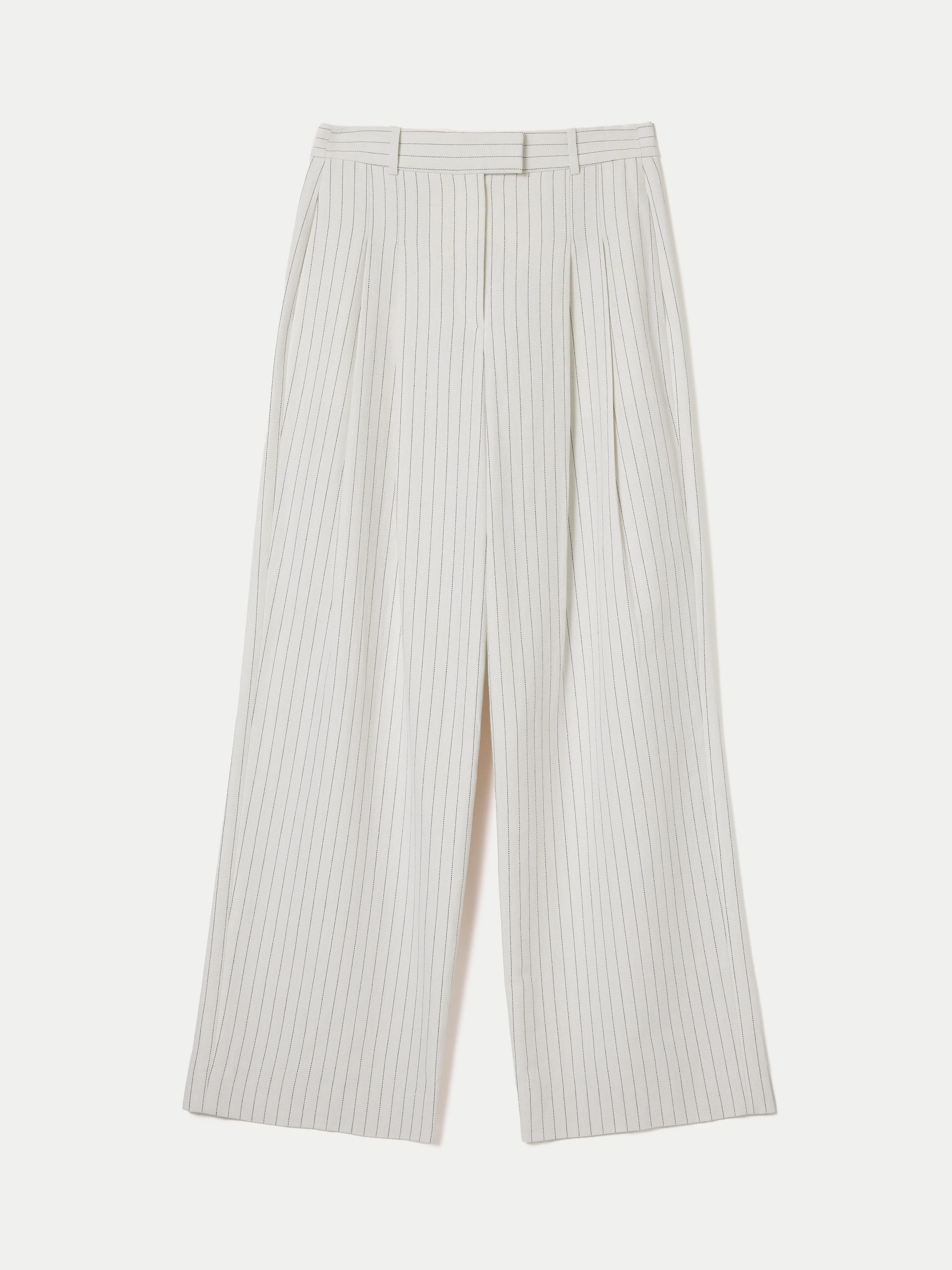 Kemp Linen Cotton Stripe Trouser | Ivory - Image 8