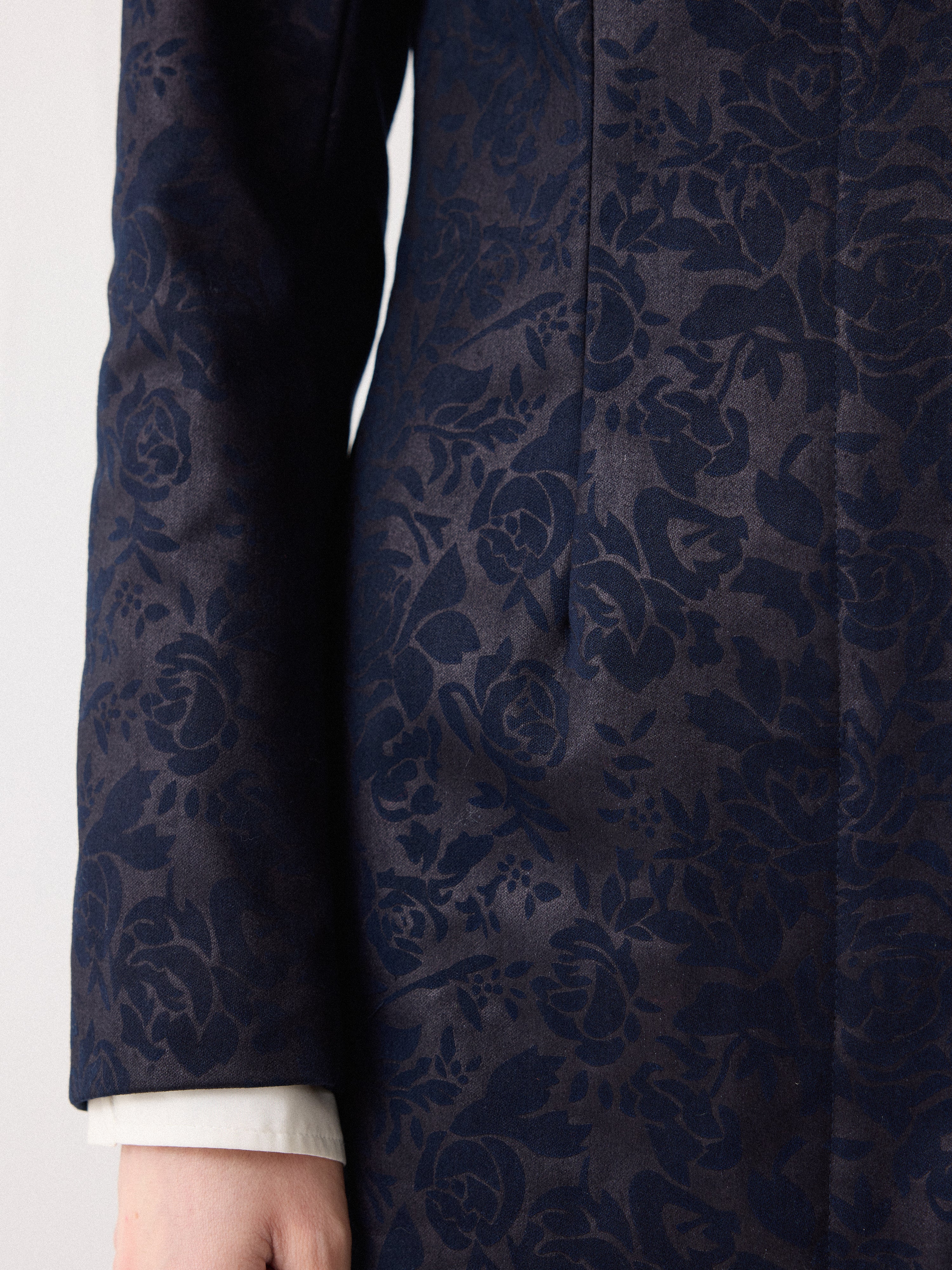 Jacquard Brocade Jacket | Navy - Image 5