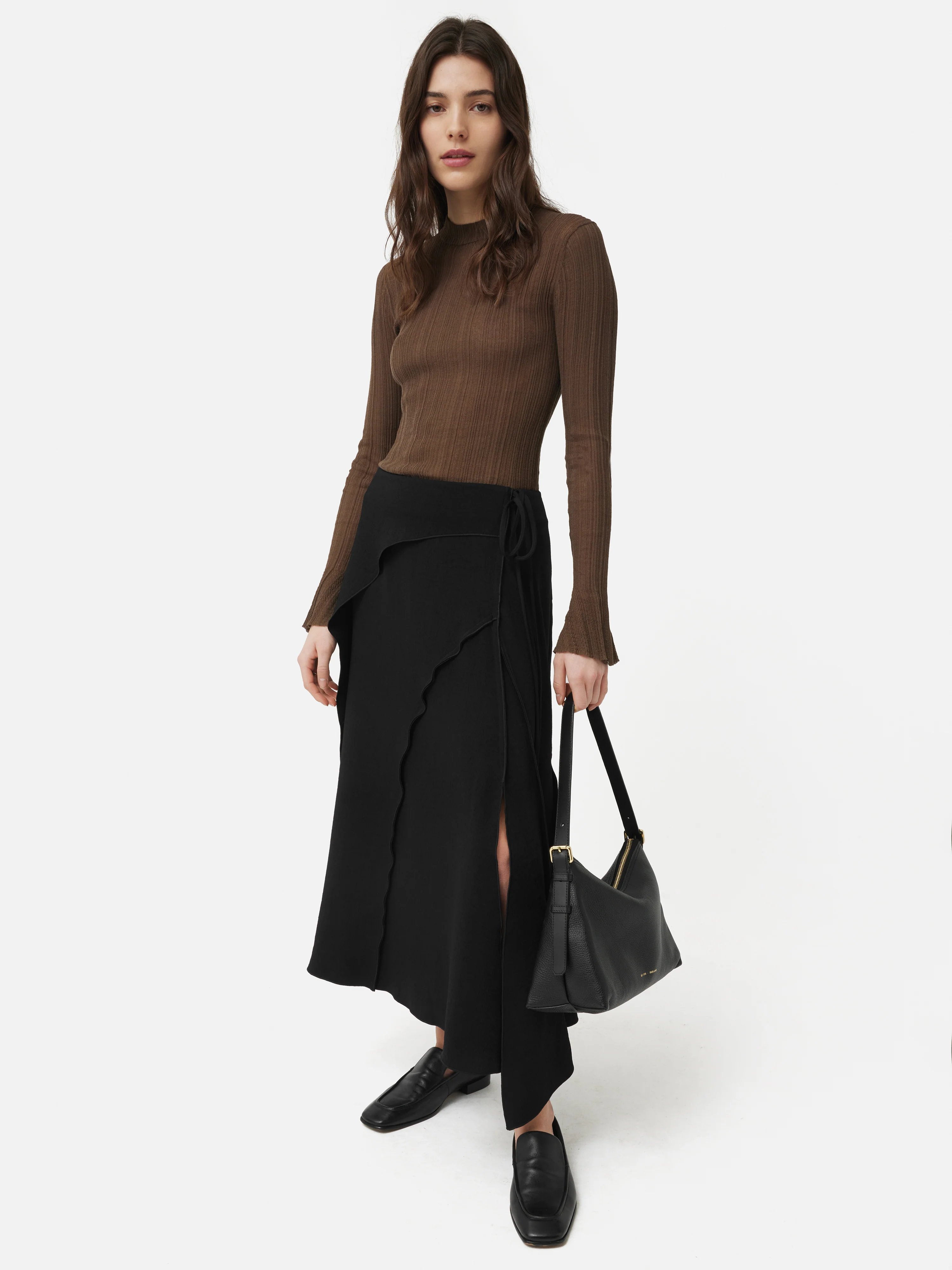 Japanese Crepe Seamed Skirt | Black - Image 3