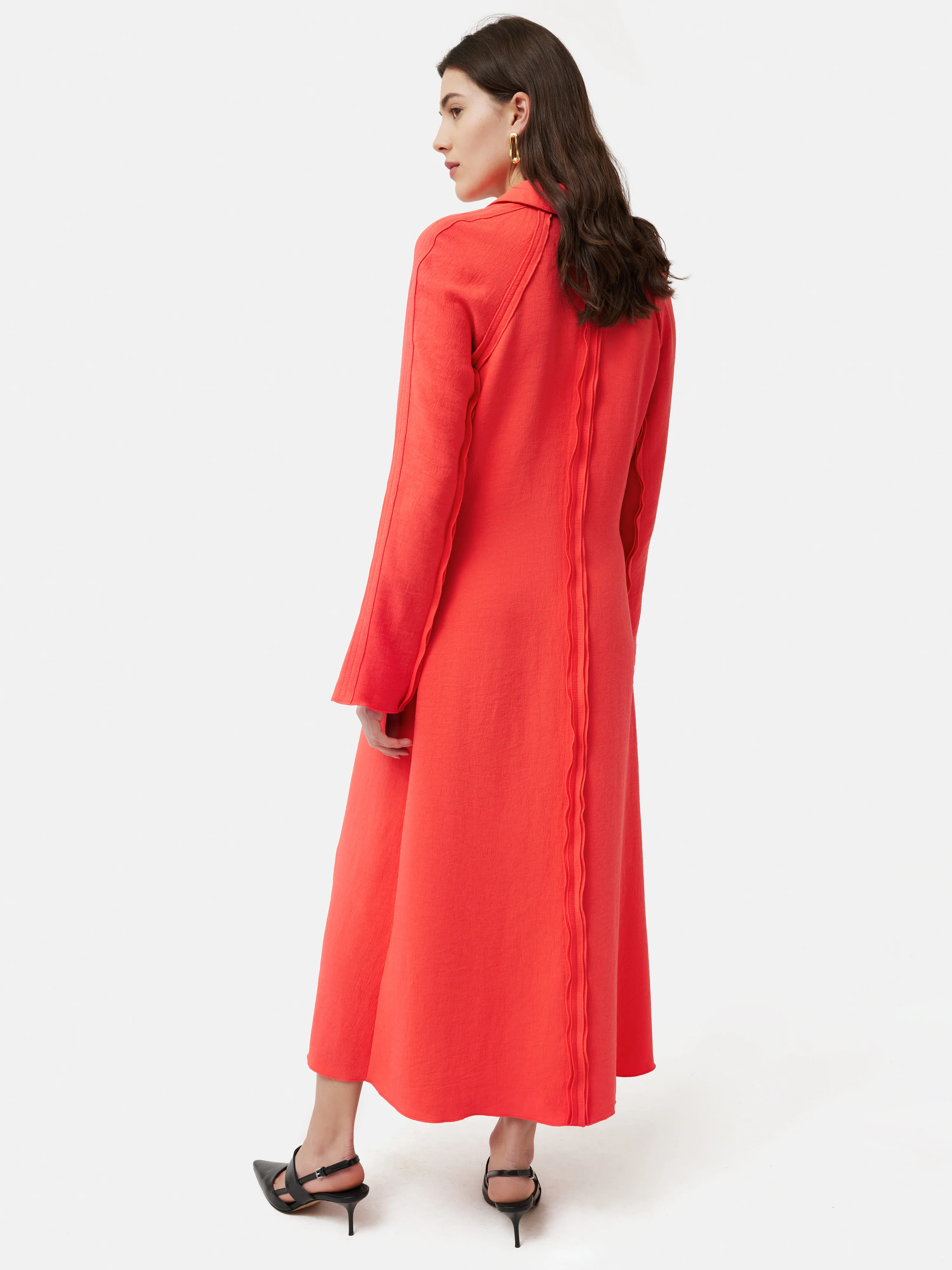 Japanese Crepe Shirt Dress | Coral - Image 5