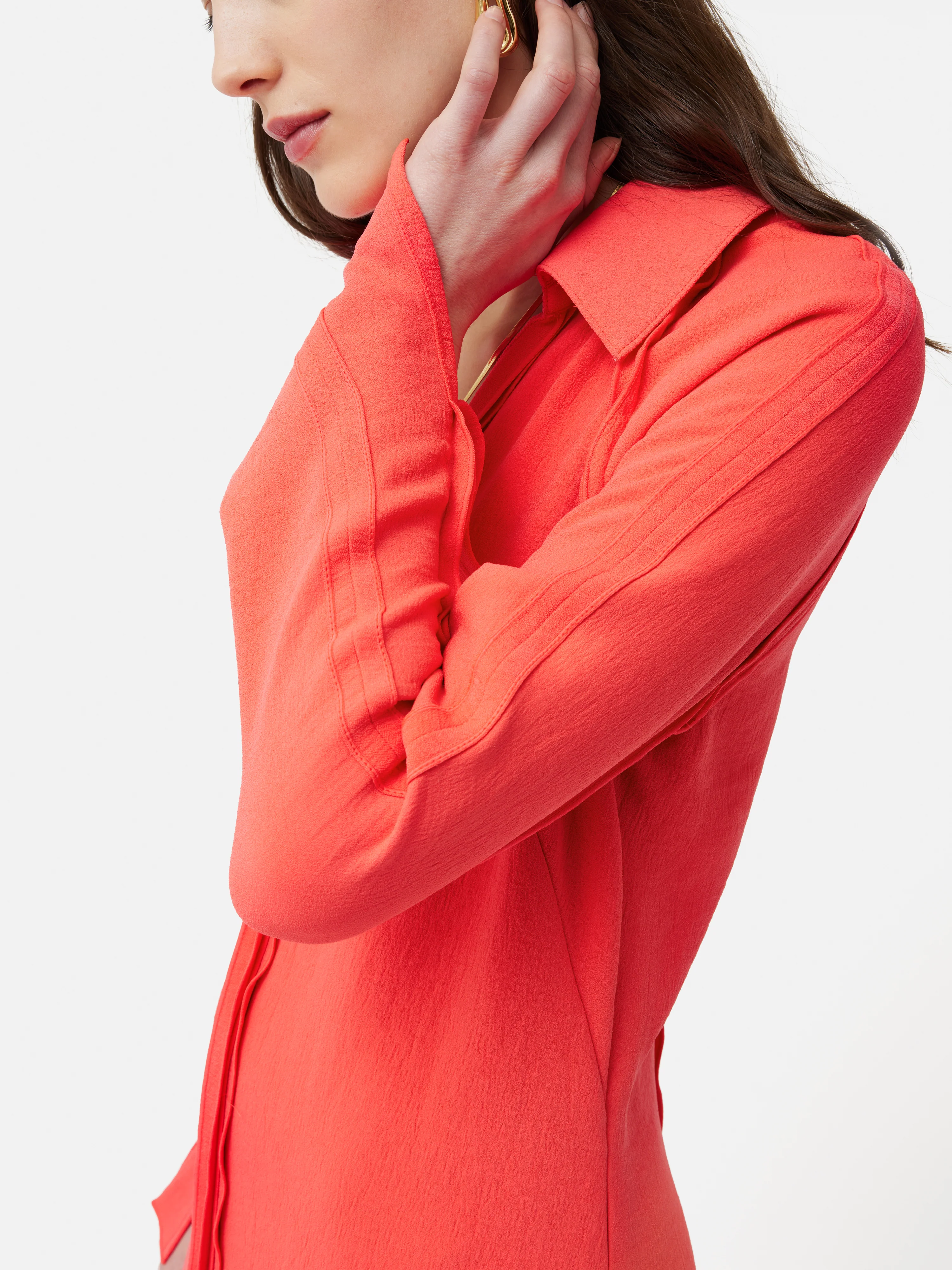 Japanese Crepe Shirt Dress | Coral - Image 6