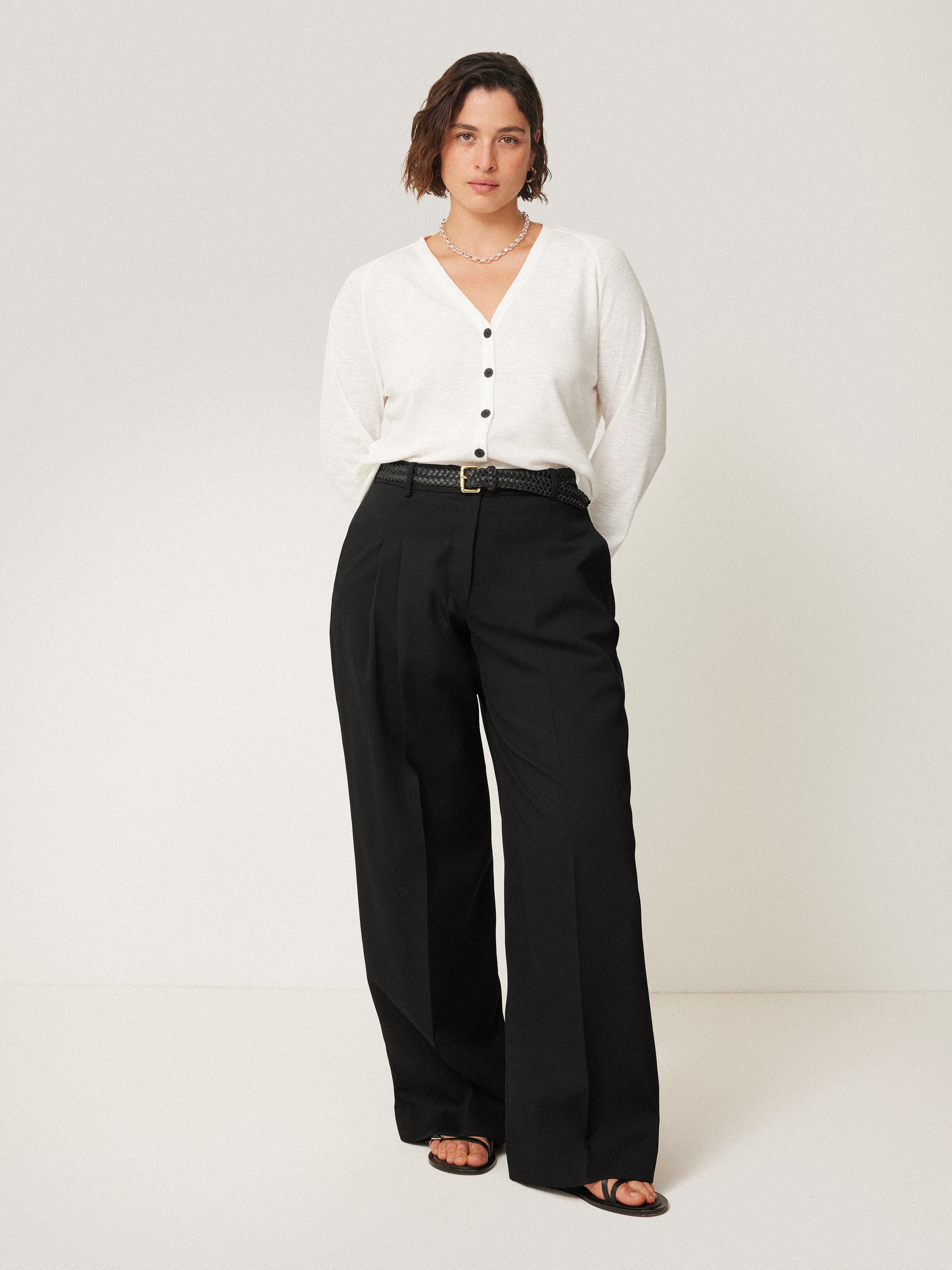 Kemp Wide Leg Japanese Wool Trouser | Black - Image 4