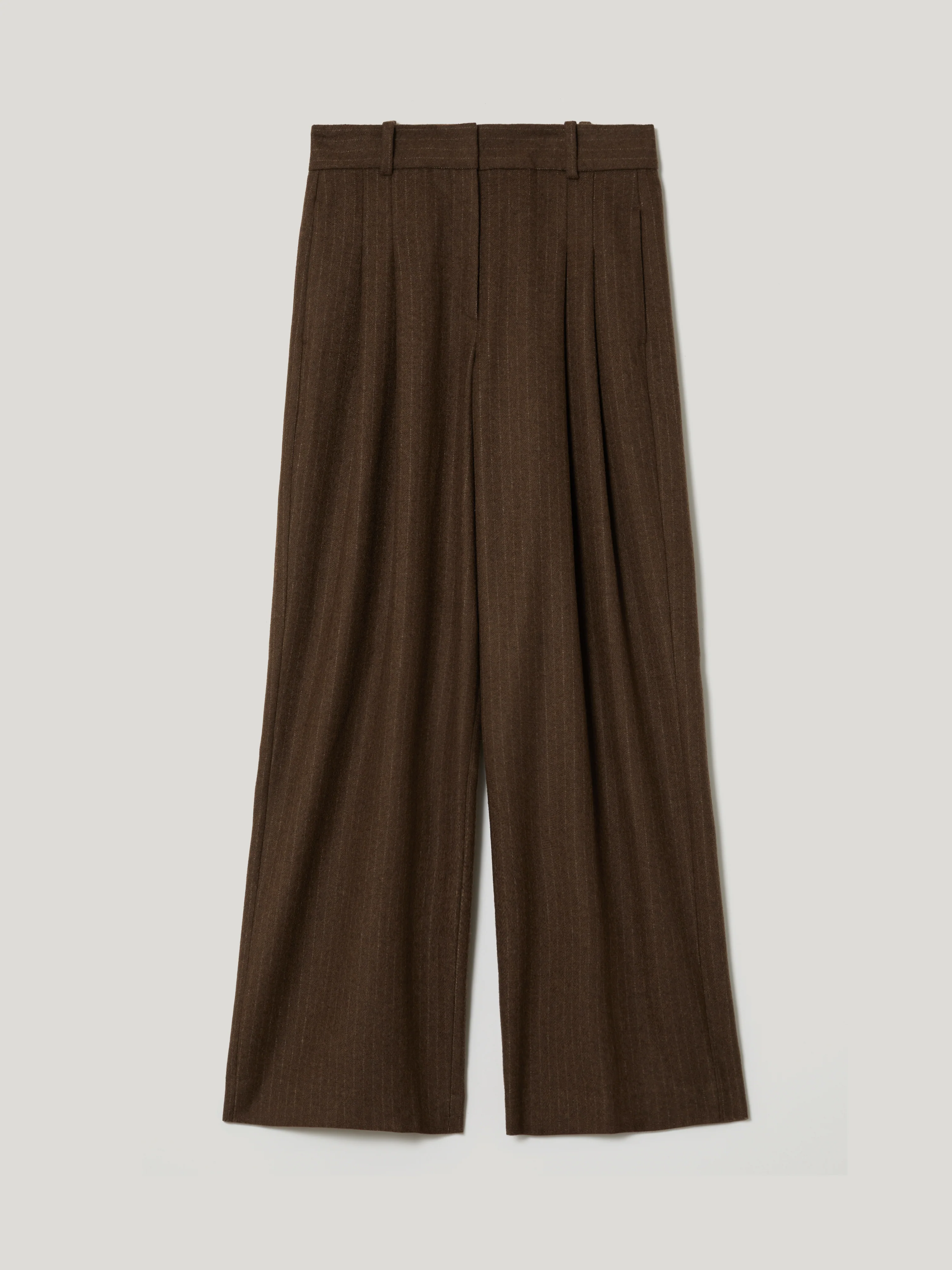Kemp Wool Pinstripe Trouser | Brown - Image 7
