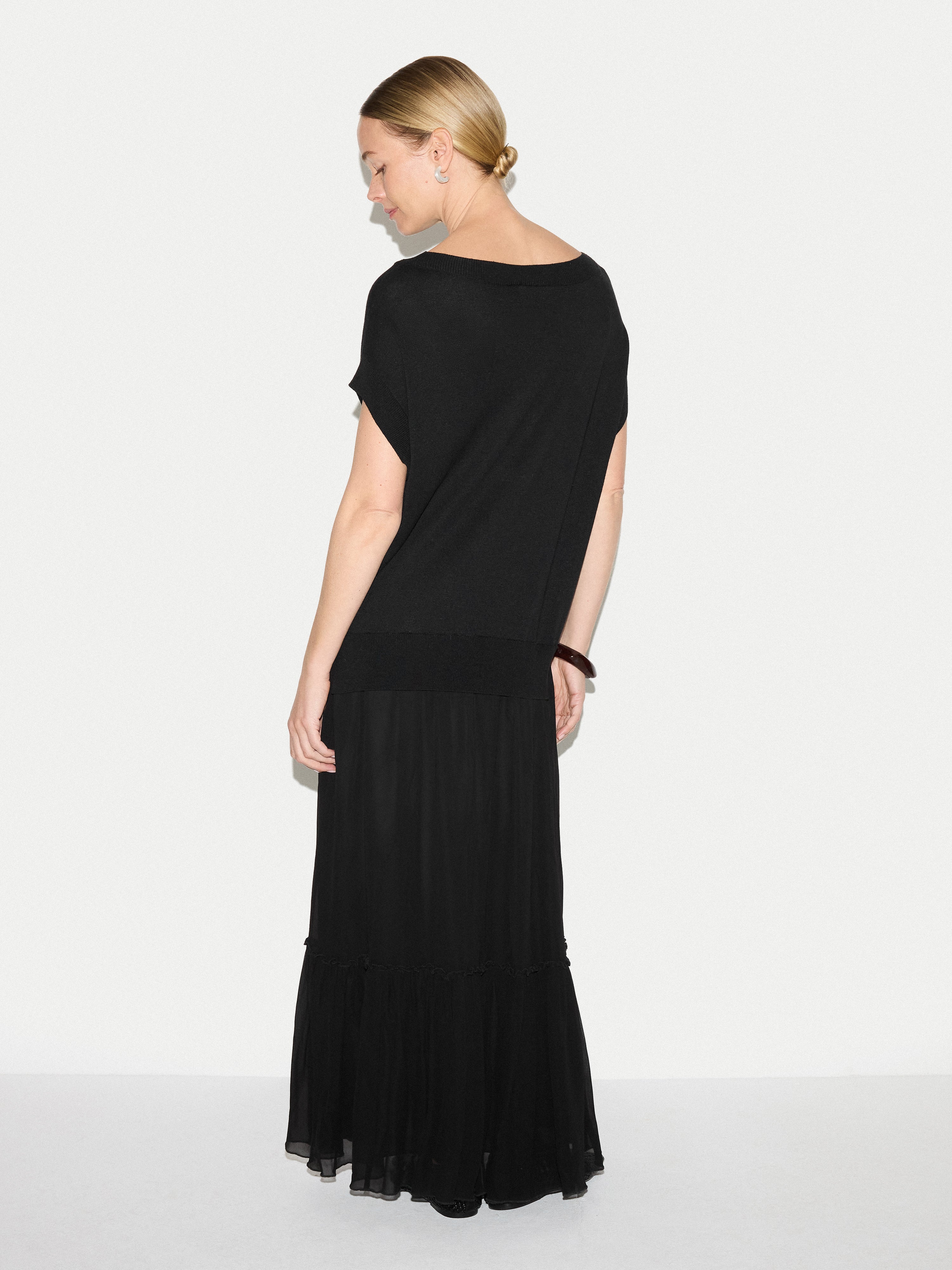 Knit Flowy Dress | Black - Image 5