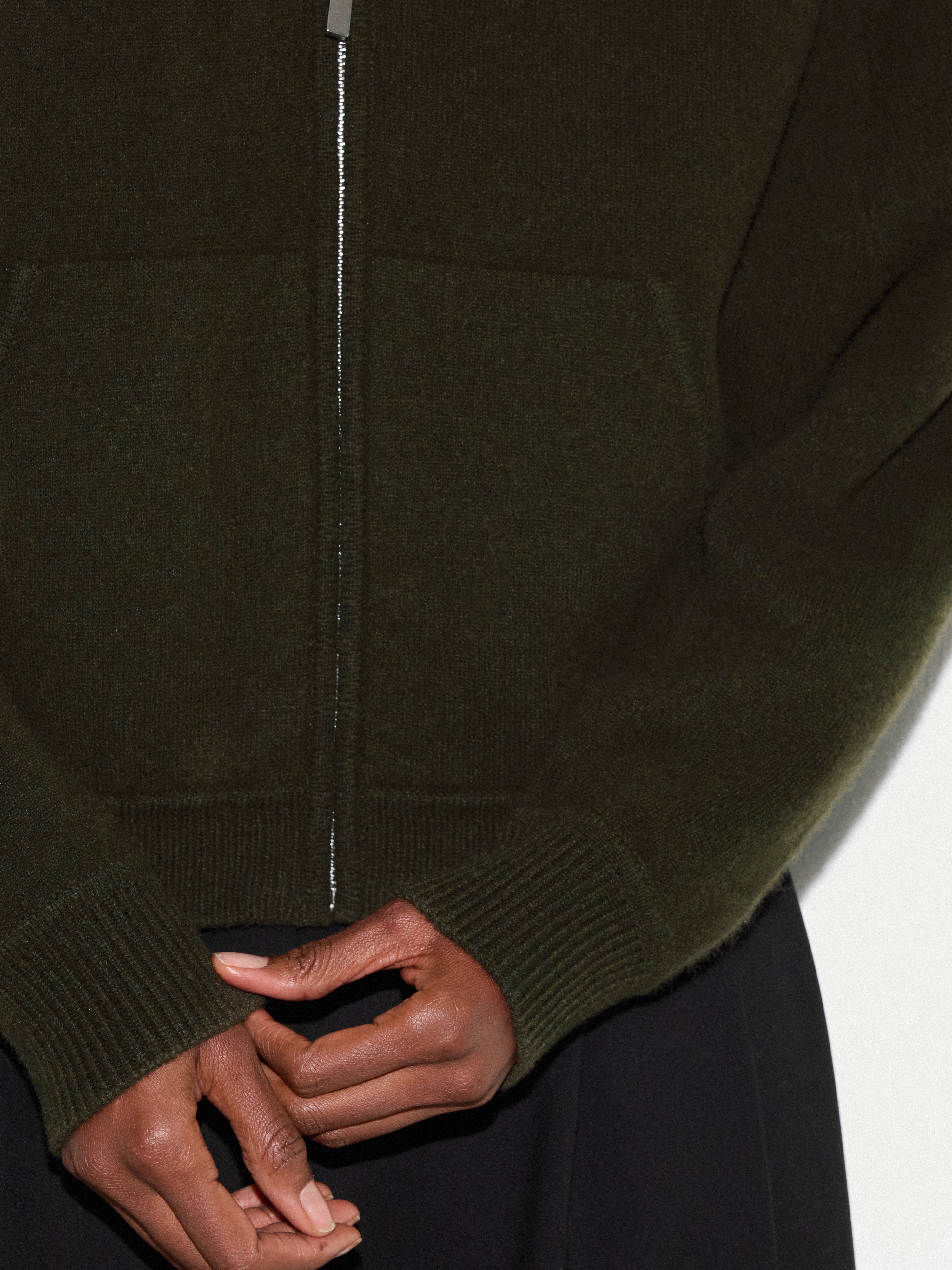 Knitted Bomber Jacket | Khaki - Image 4