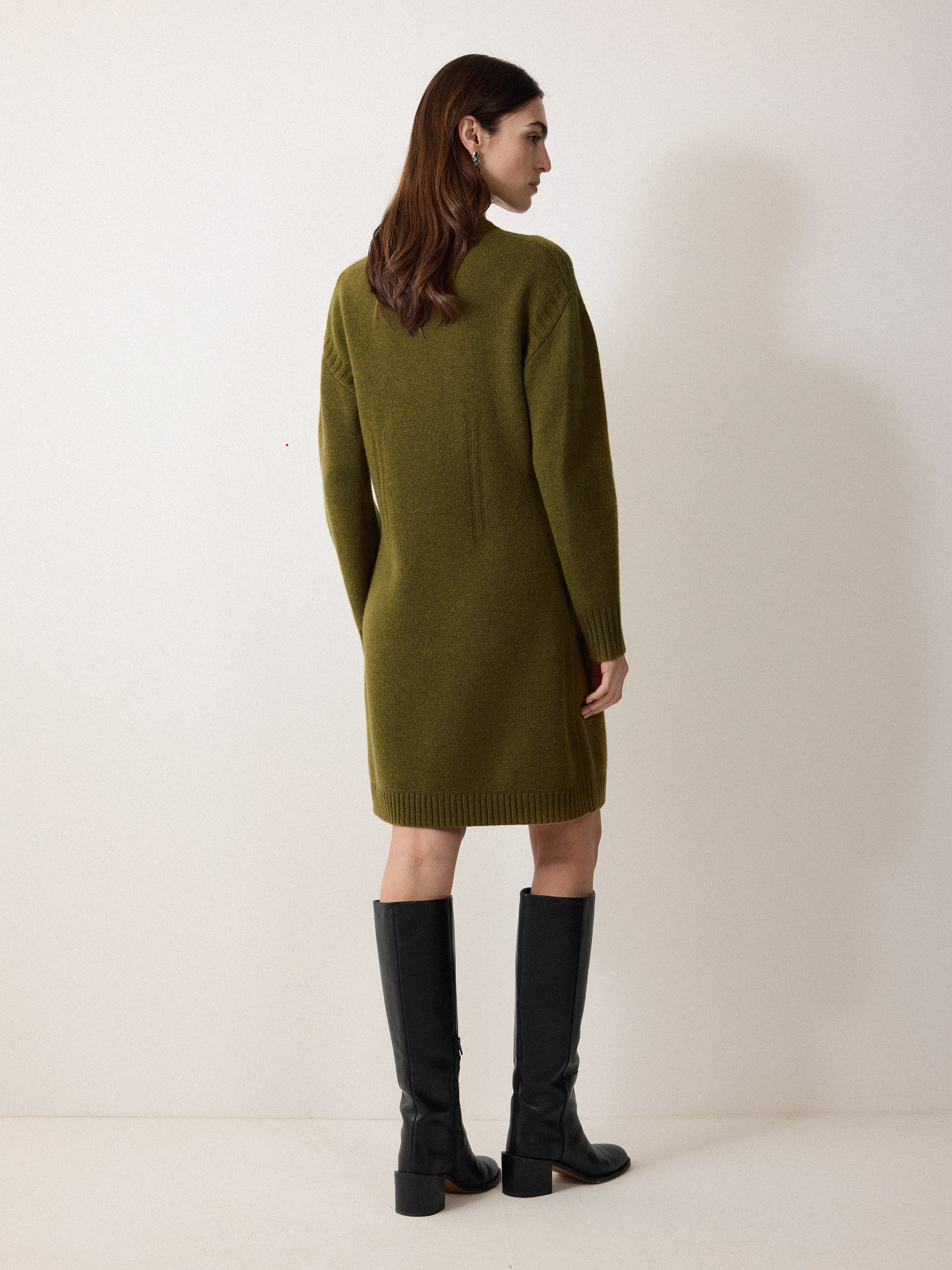Knitted Mini Jumper Dress | Green - Image 5