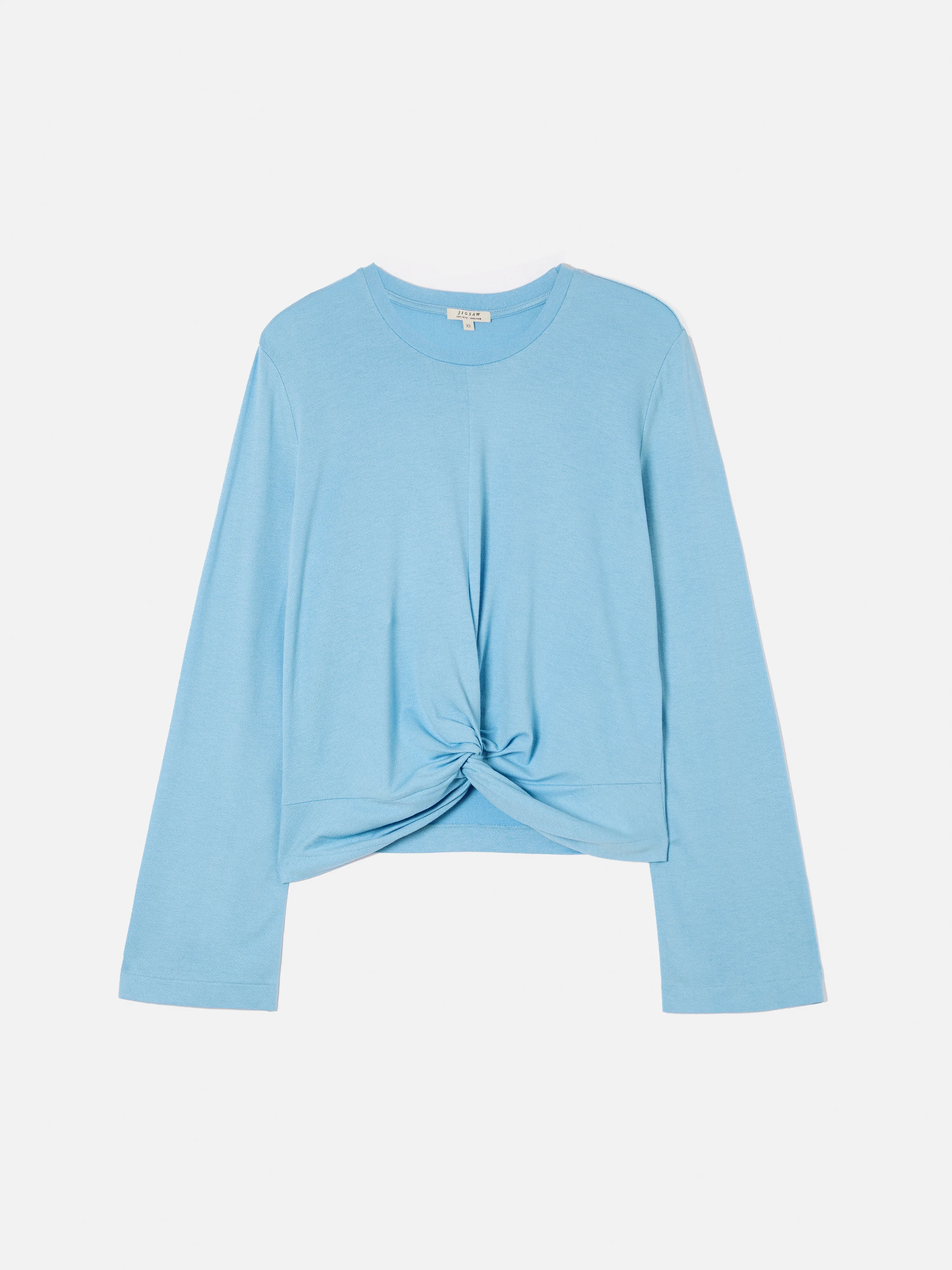 Knotted Front Long Sleeve Top | Blue - Image 8