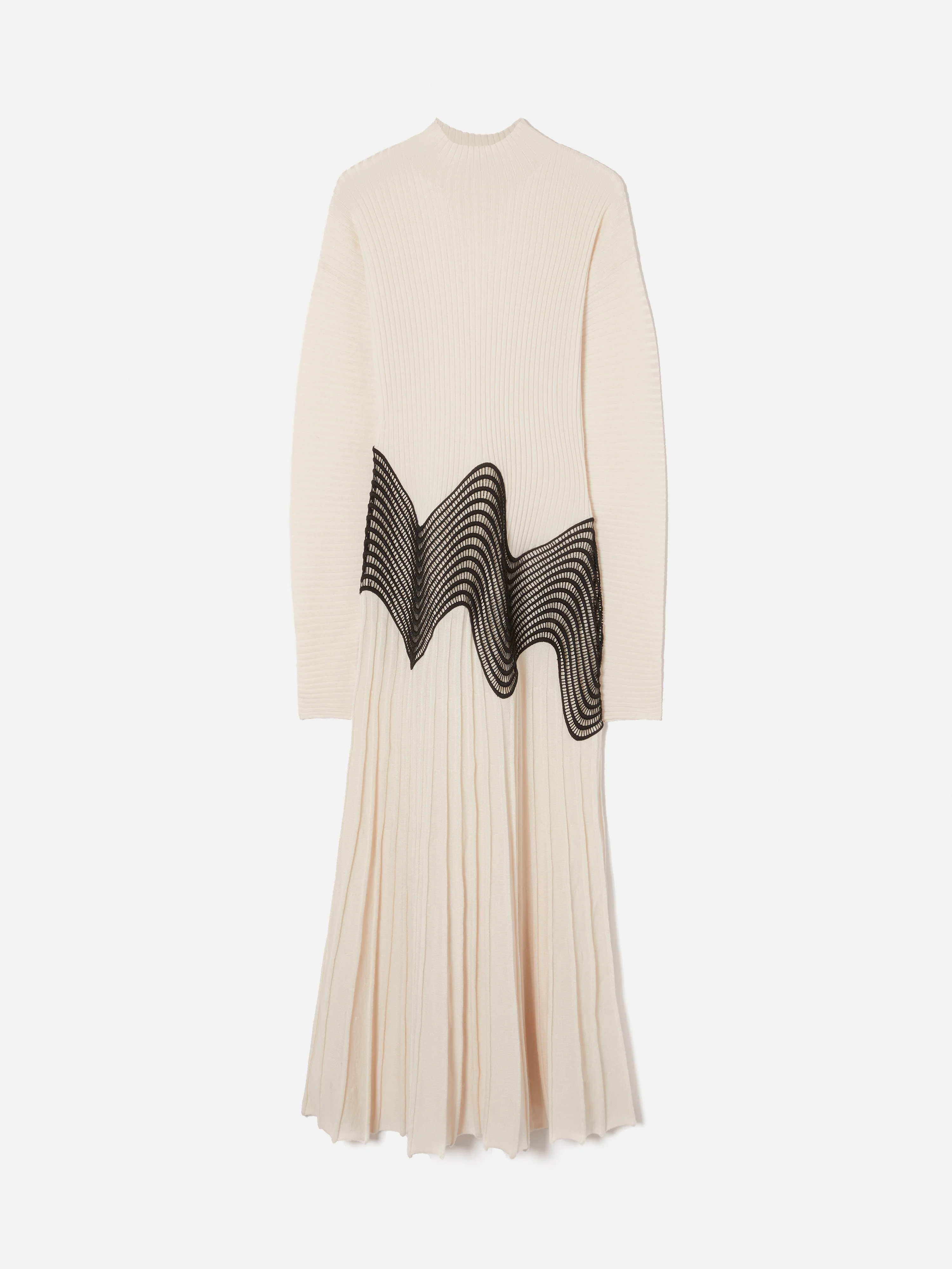 Lace Trim Knitted Dress | Cream - Image 7