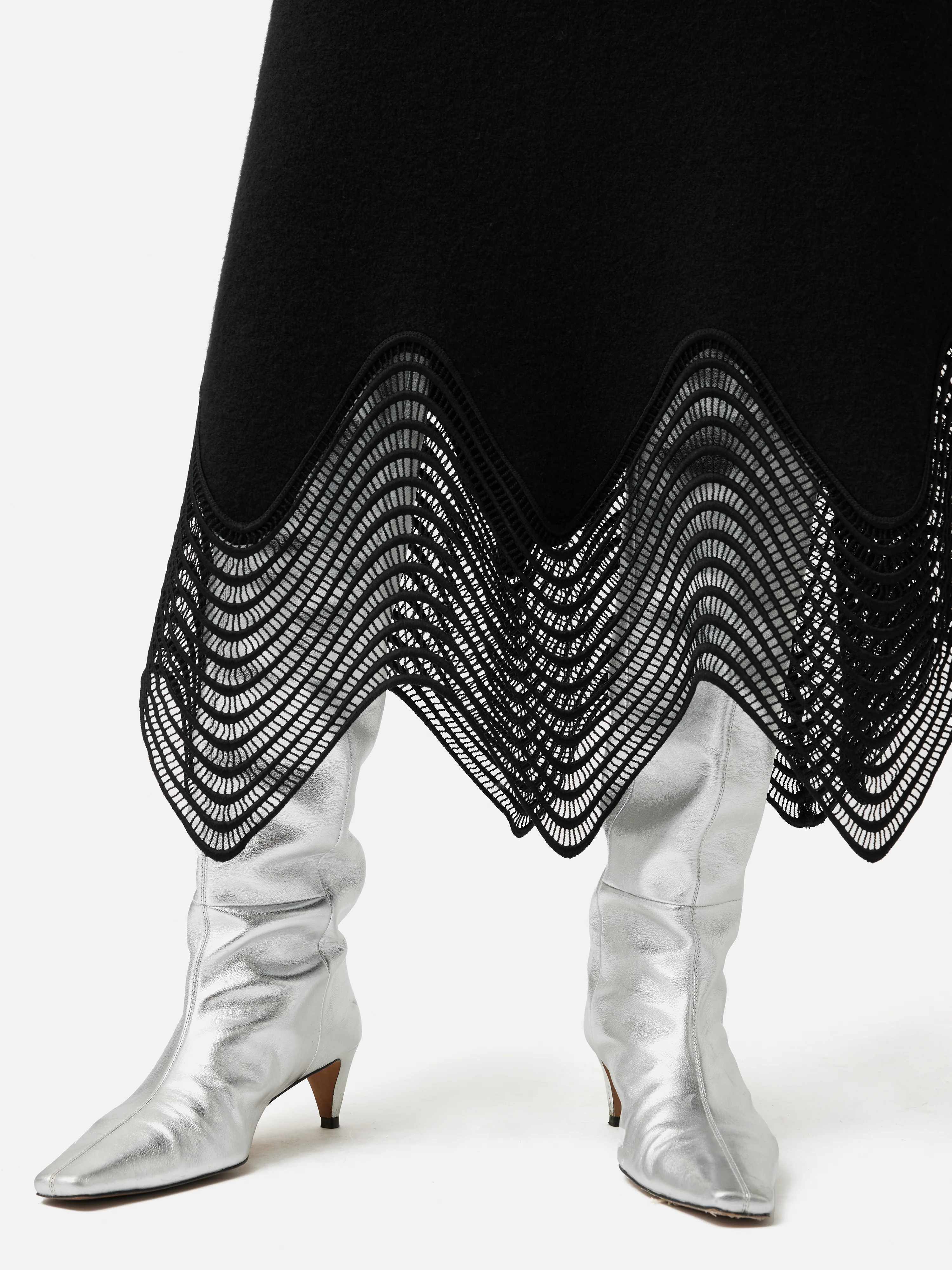 Lace Trim Knitted Skirt | Black - Image 3