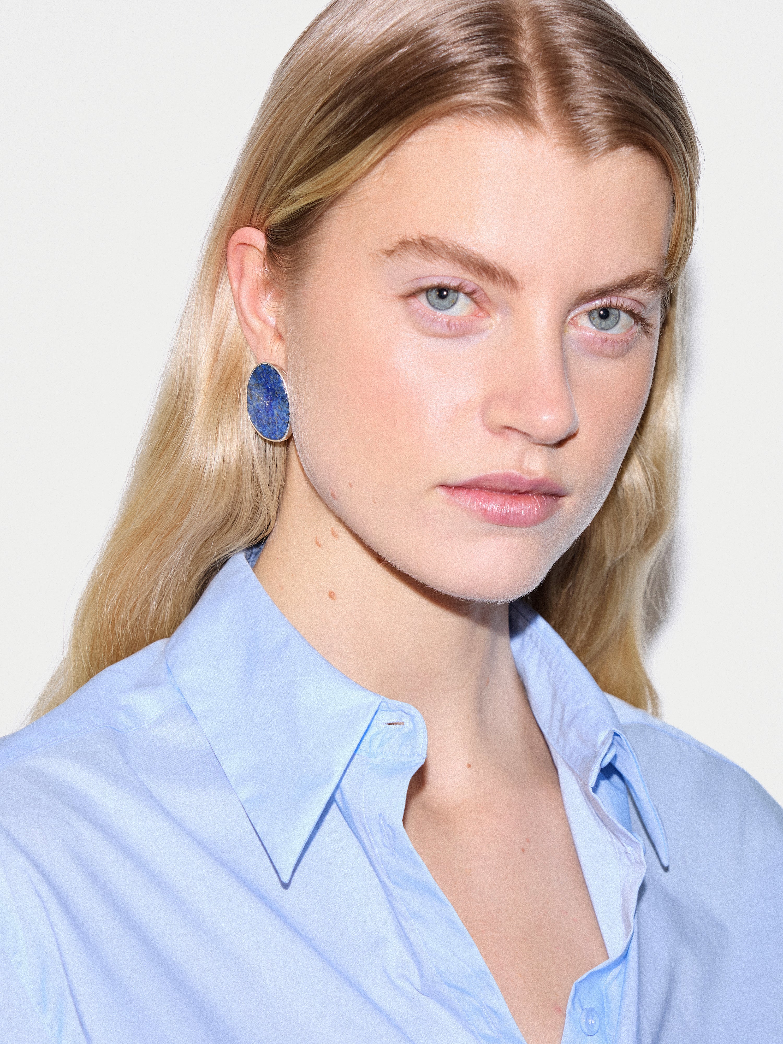 Lapis Disc Earring | BLUE