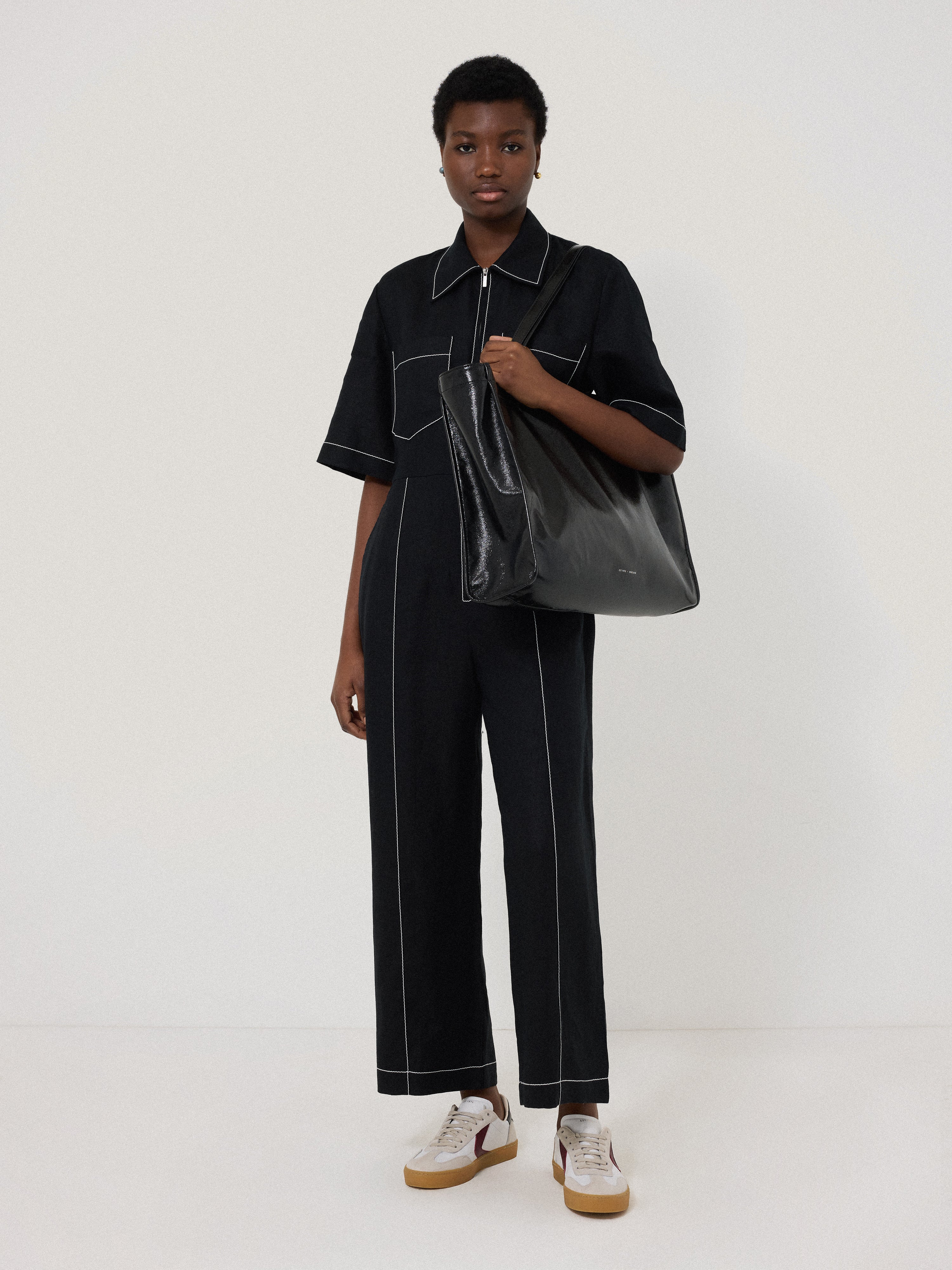 Large Patent Tote Bag | Black - Image 2