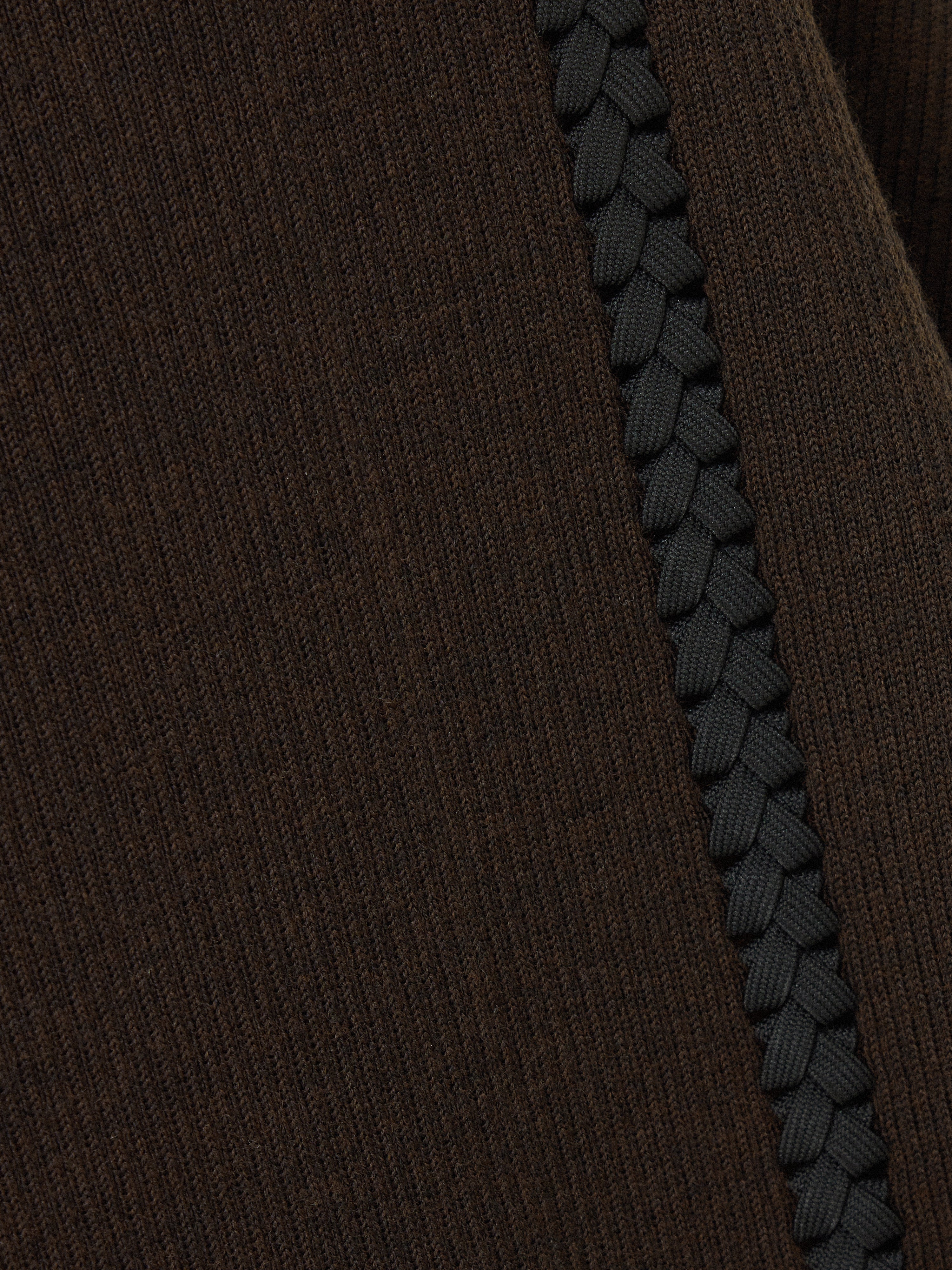 Lattice Trim Knitted Dress | Brown - Image 8