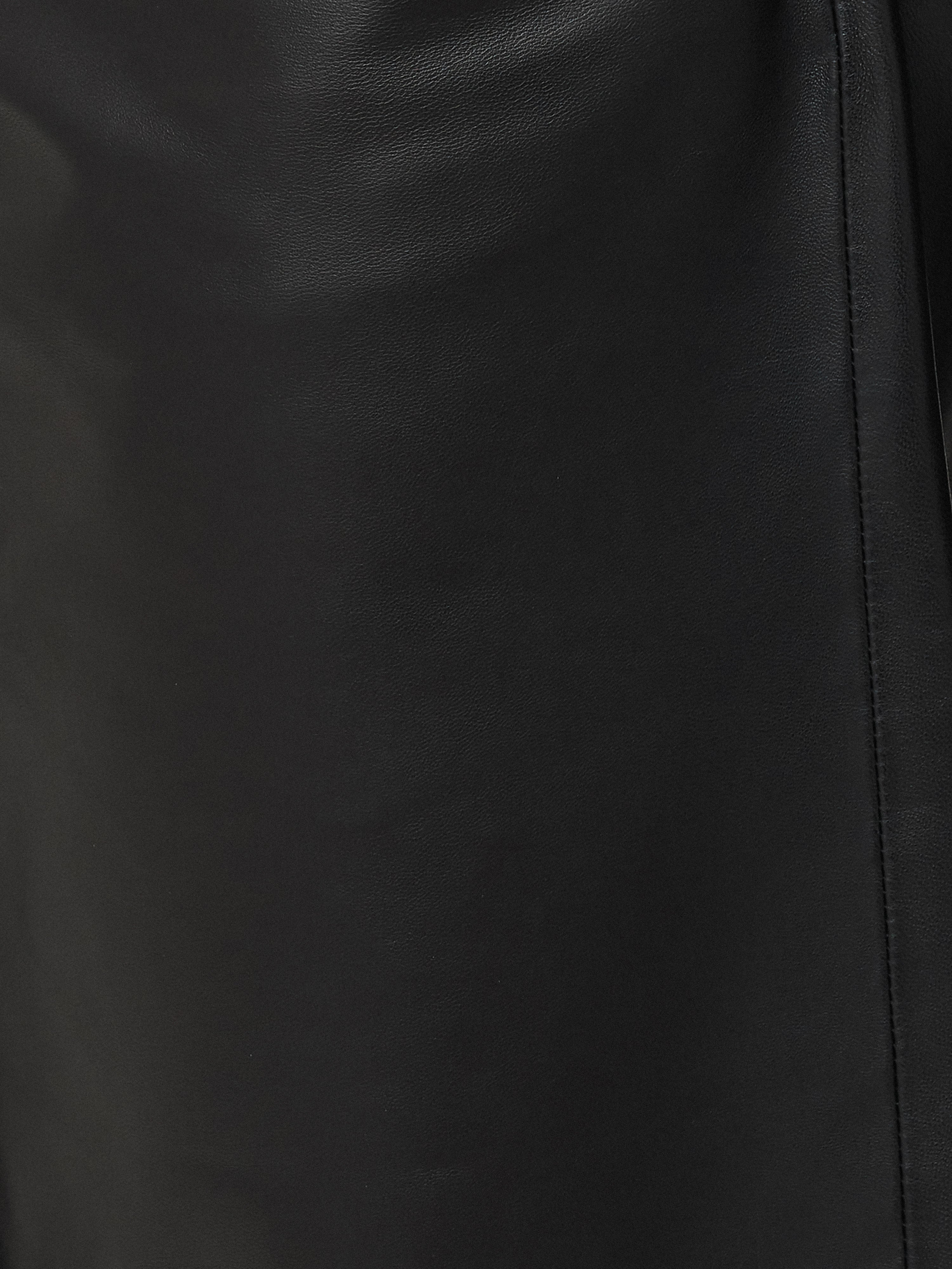 Leather Barrel Leg Trouser | Black - Image 7