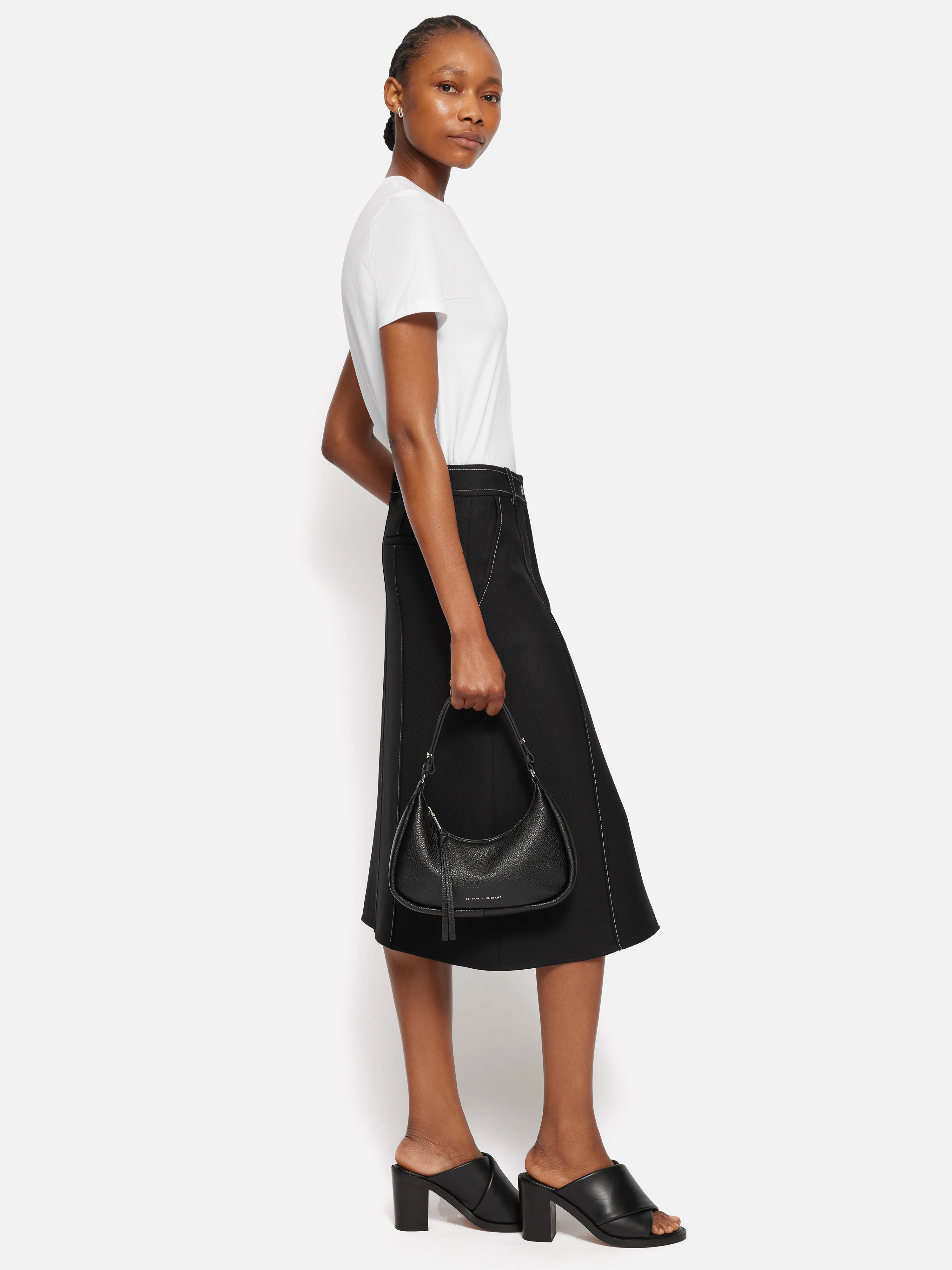 Leather Crescent Bag Small | Black - Image 3
