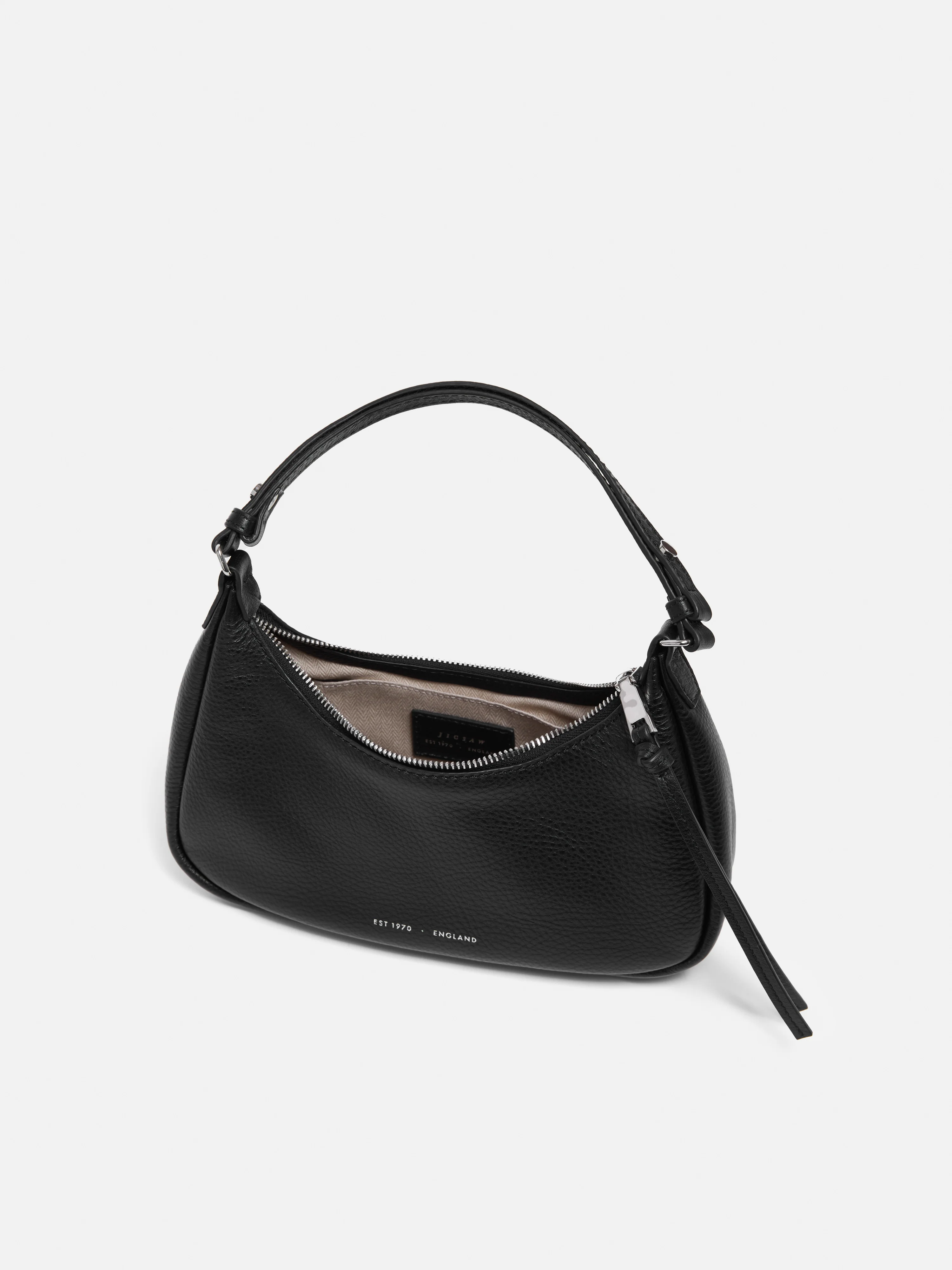 Leather Crescent Bag Small | Black - Image 5