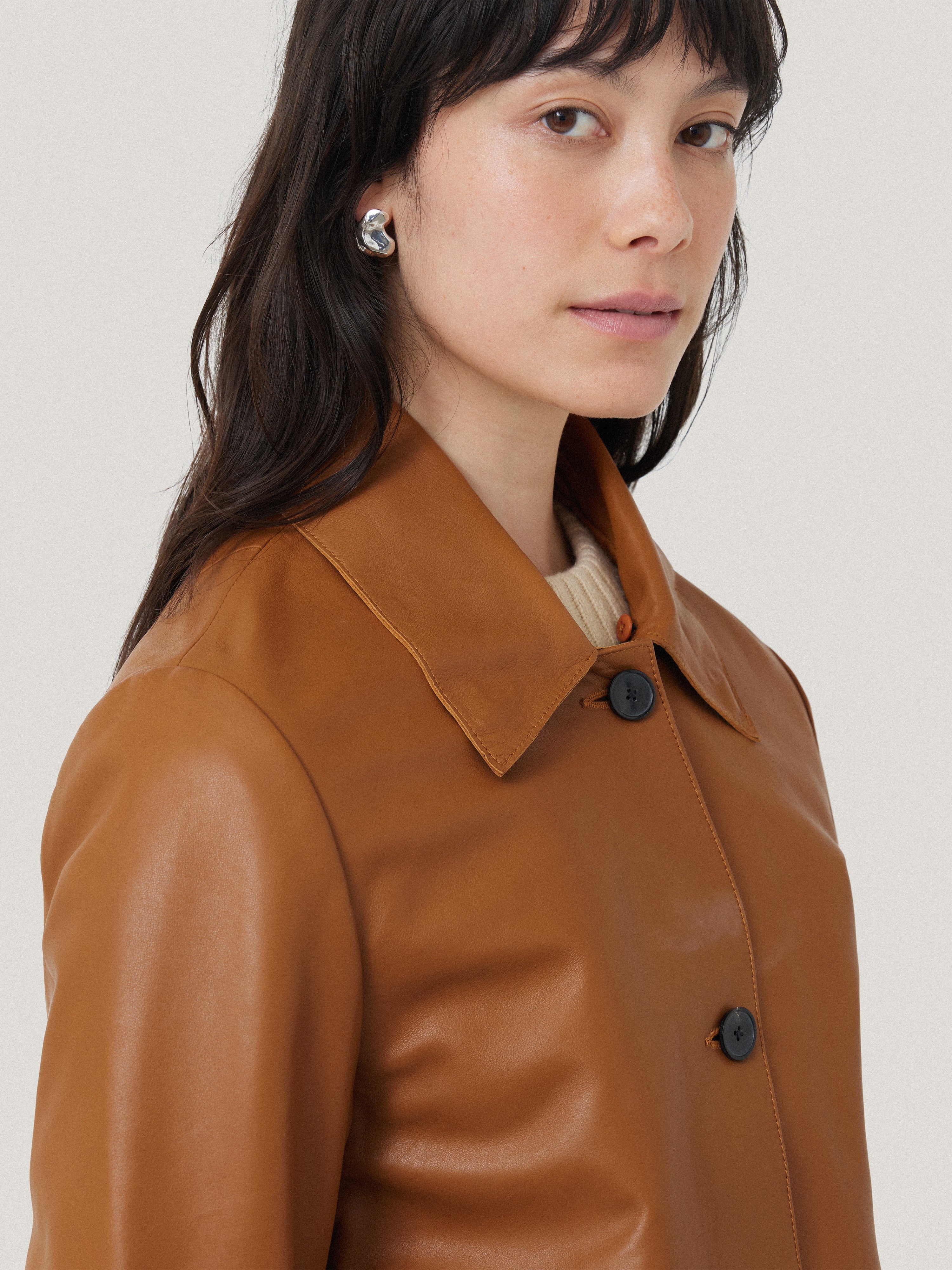 Leather Cropped Jacket | Ginger - Image 4