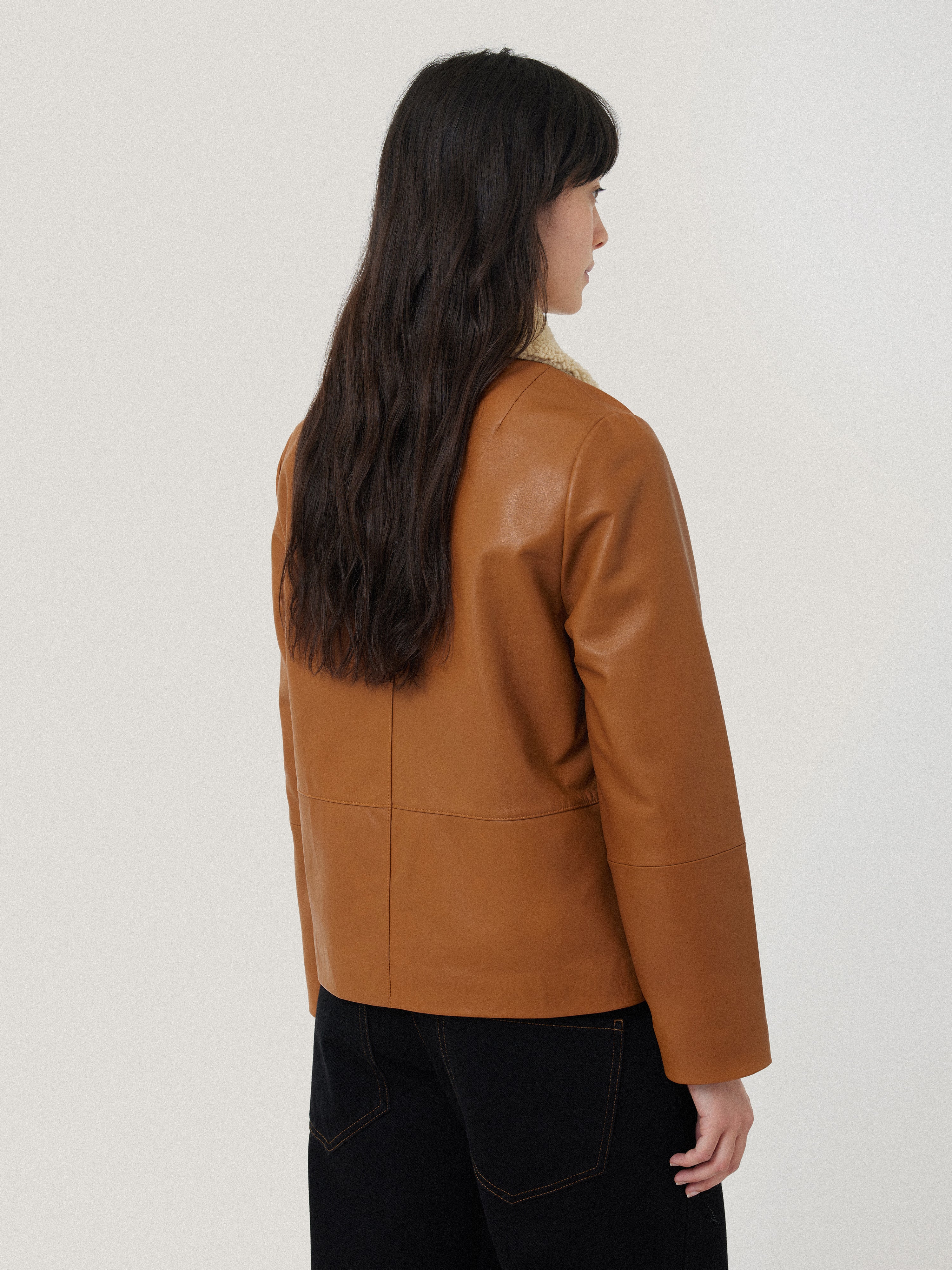 Leather Cropped Jacket | Ginger - Image 5