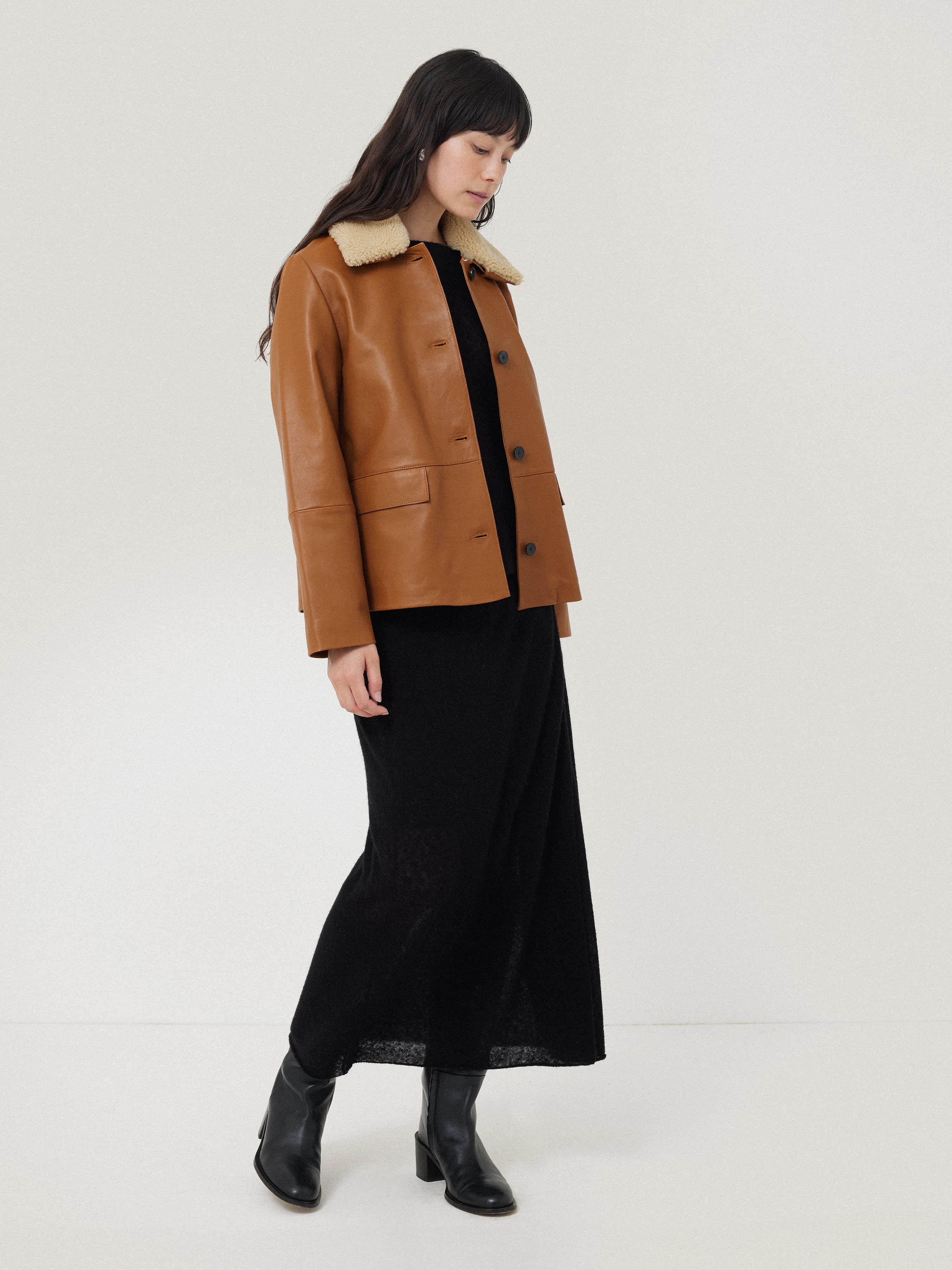 Leather Cropped Jacket | Ginger - Image 6