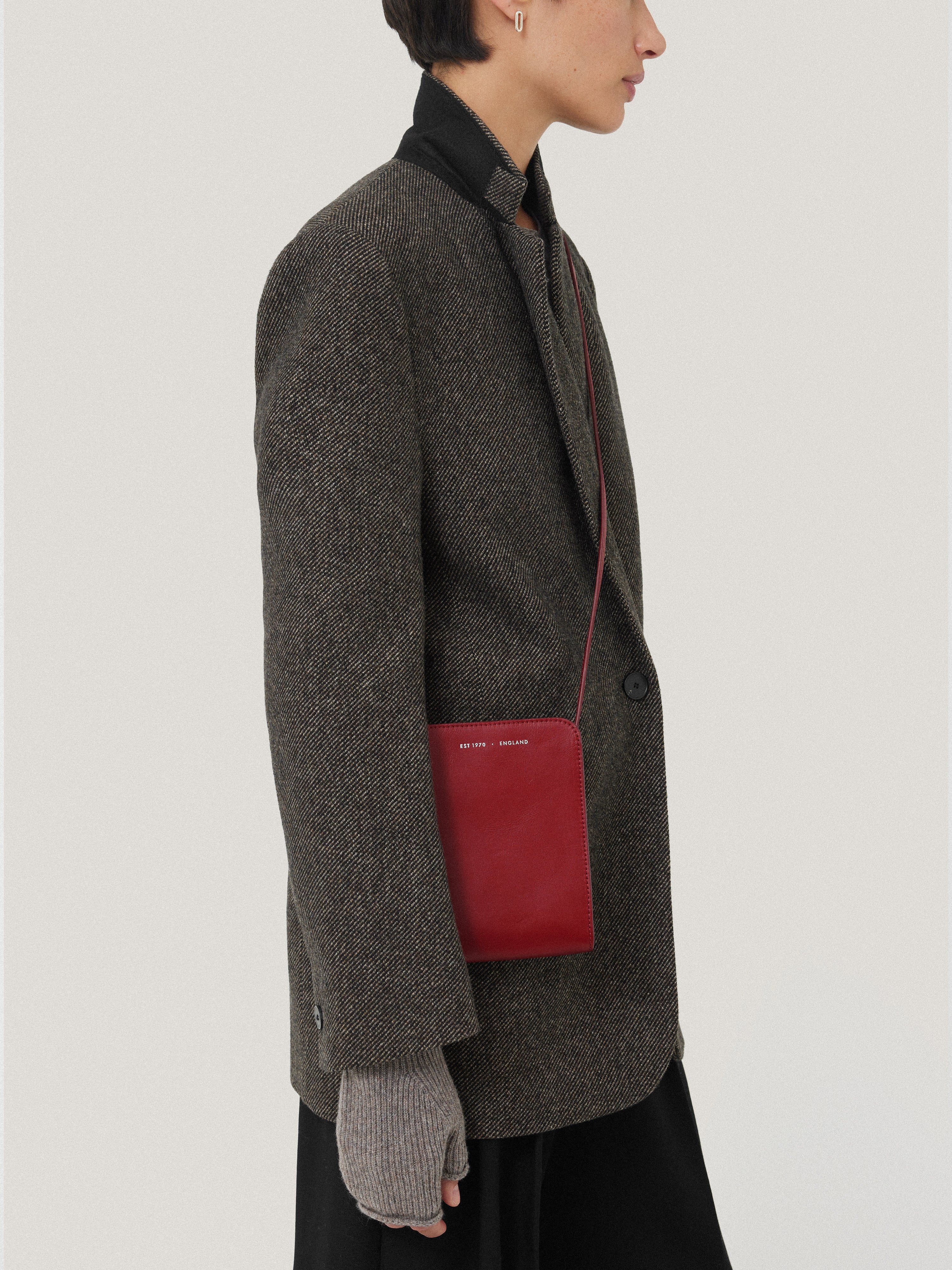 Leather Crossbody Phone Bag | Red - Image 3