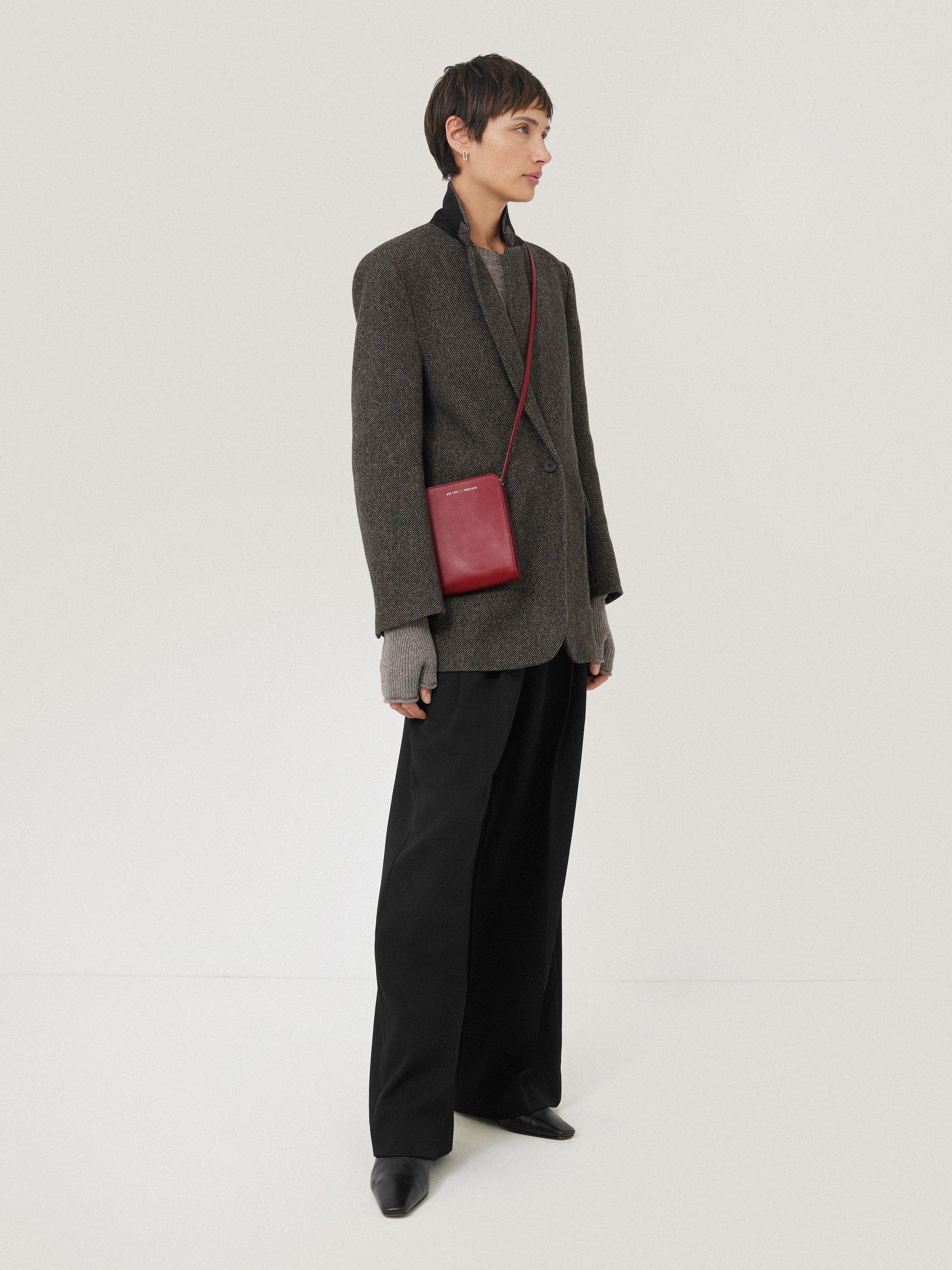 Leather Crossbody Phone Bag | Red - Image 6