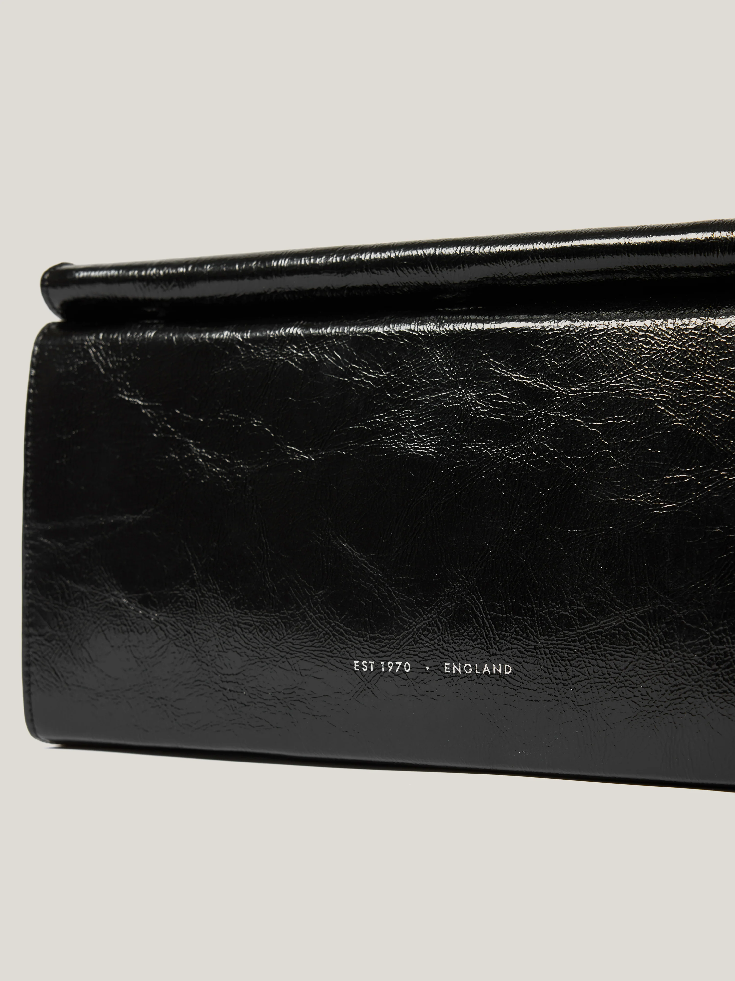 Leather Fold Over Clutch Bag | Black - Image 4