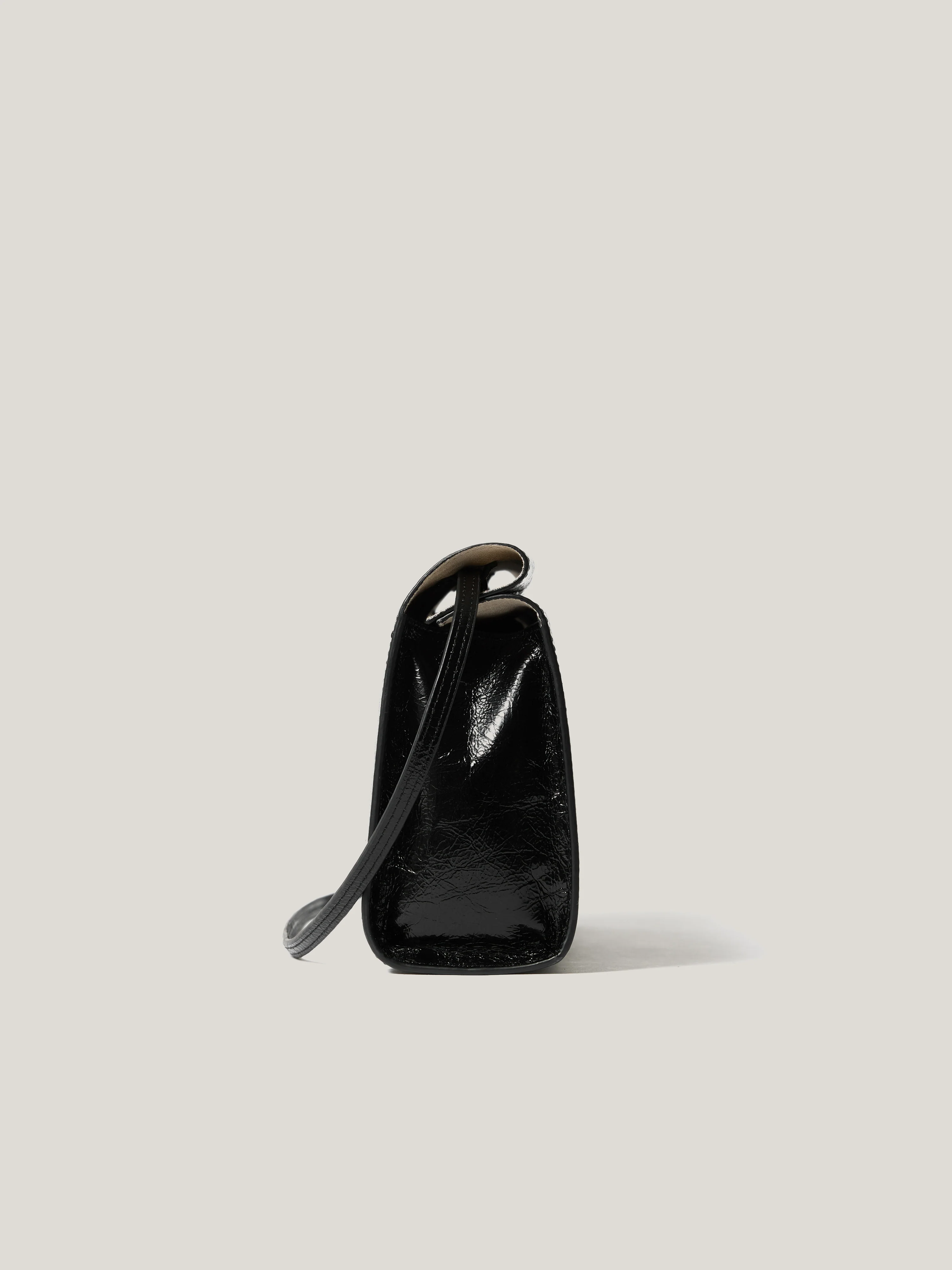 Leather Fold Over Clutch Bag | Black - Image 5