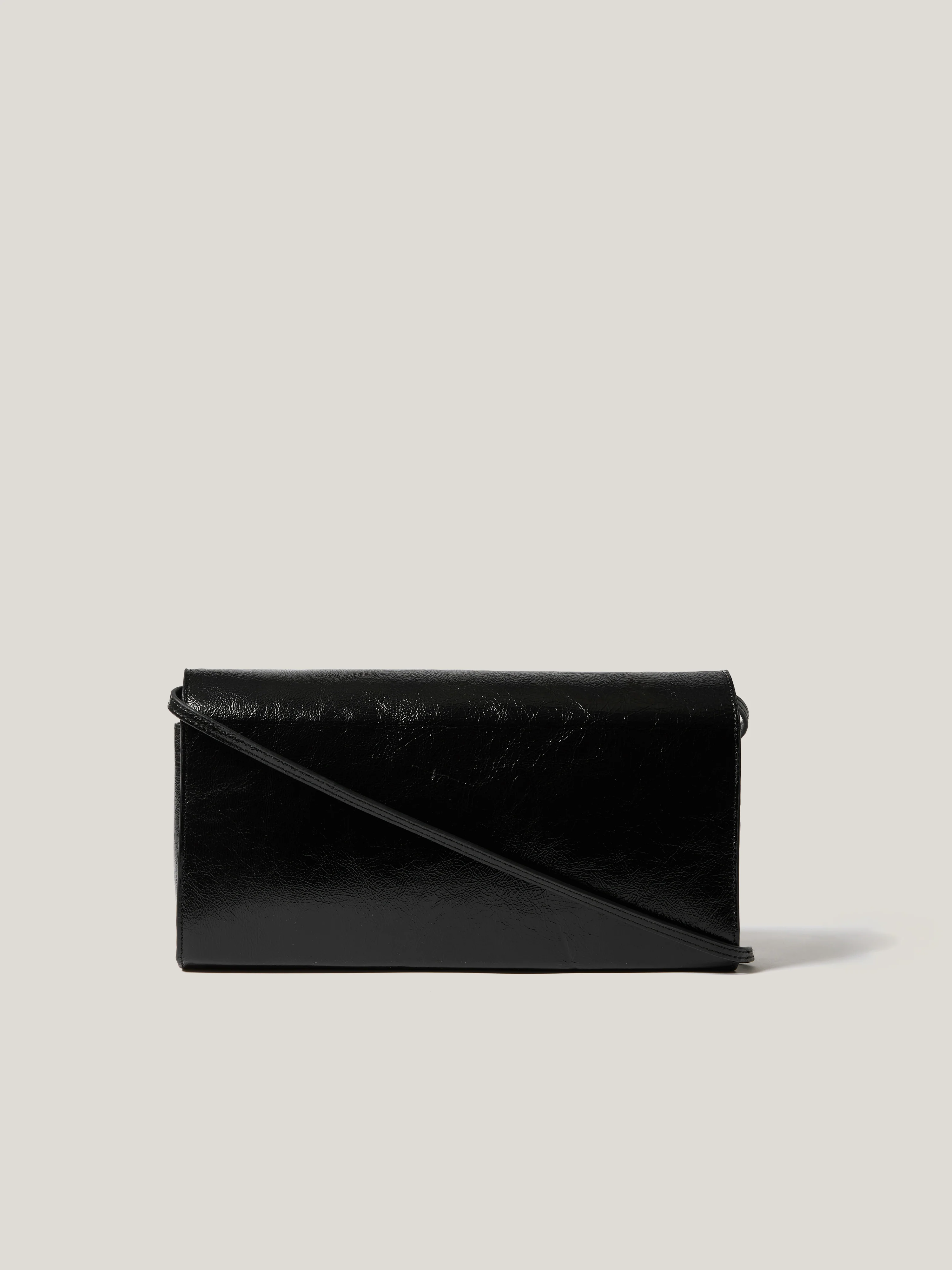 Leather Fold Over Clutch Bag | Black - Image 6