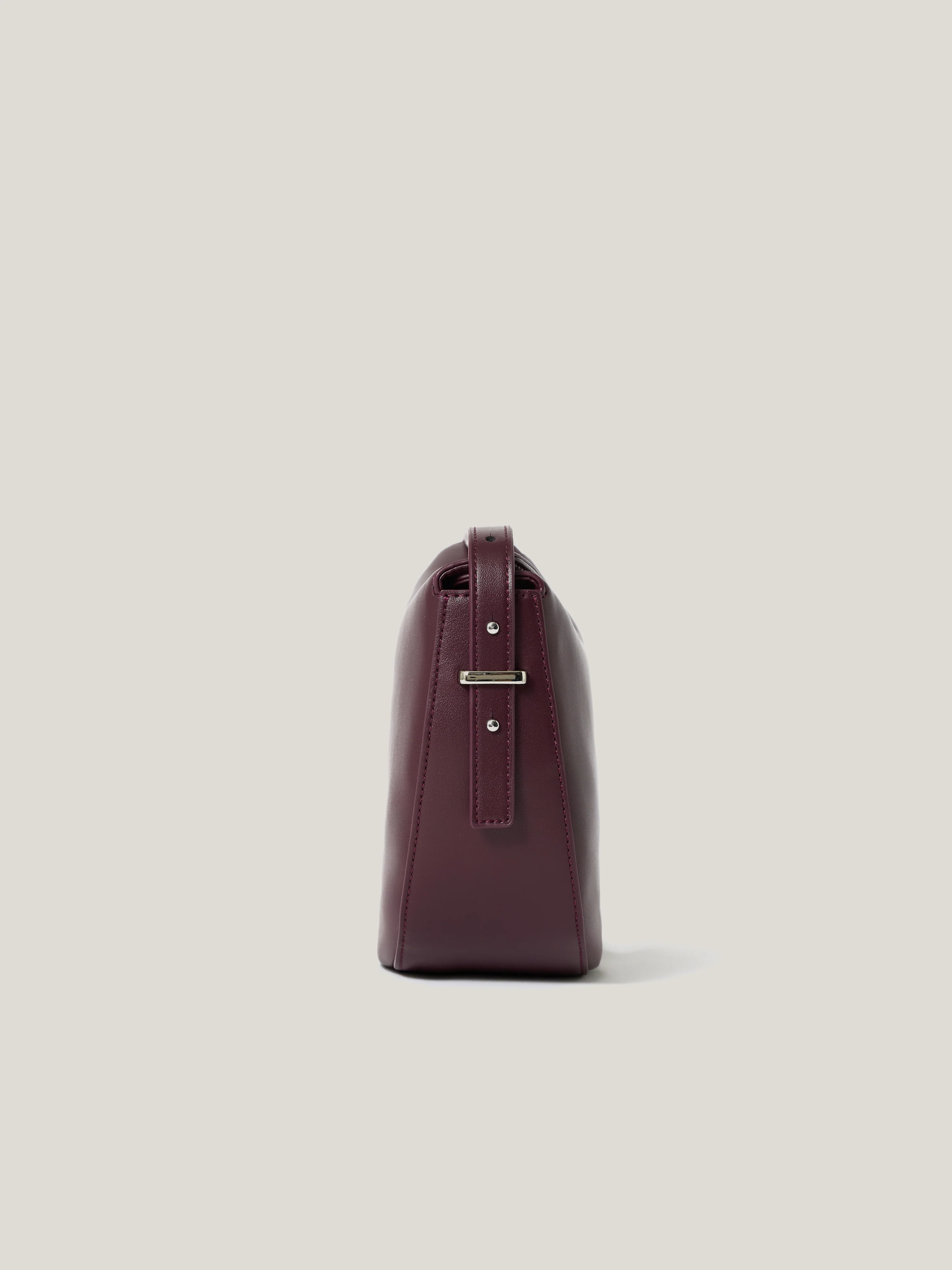 Leather Fold Over Cross Body Bag | Burgundy - Image 5