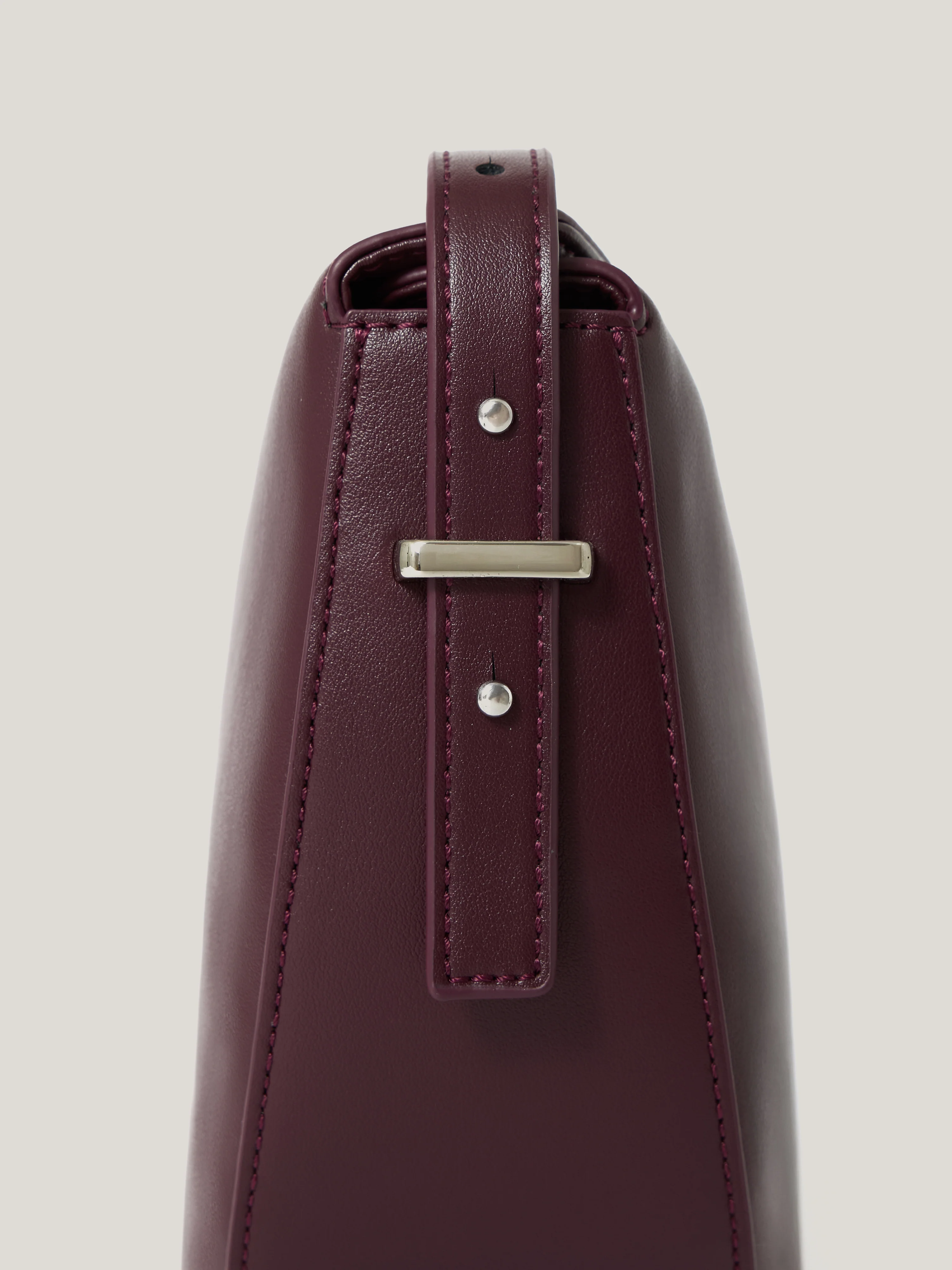 Leather Fold Over Cross Body Bag | Burgundy - Image 6