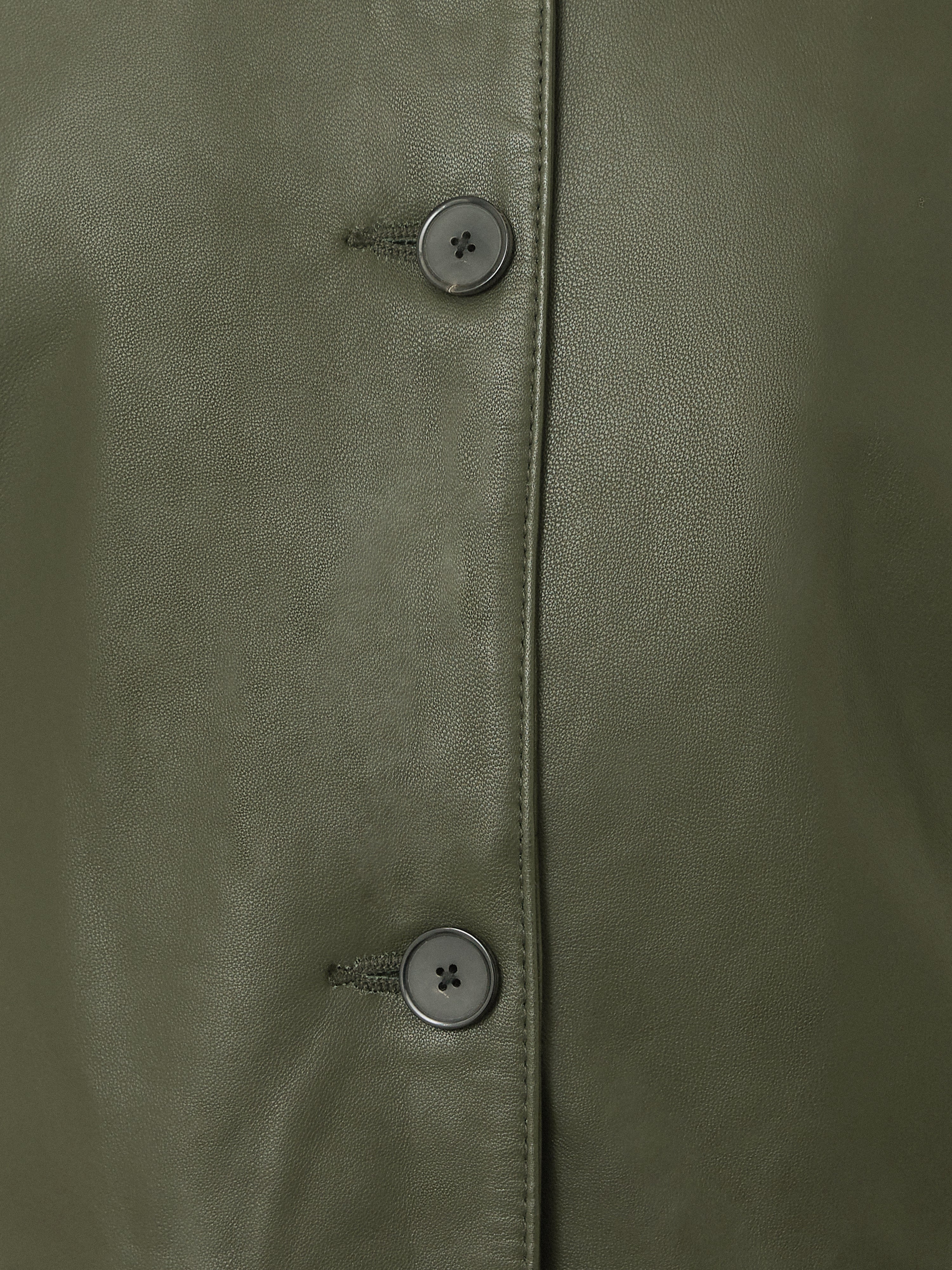 Leather Knee Length Coat | Green - Image 7