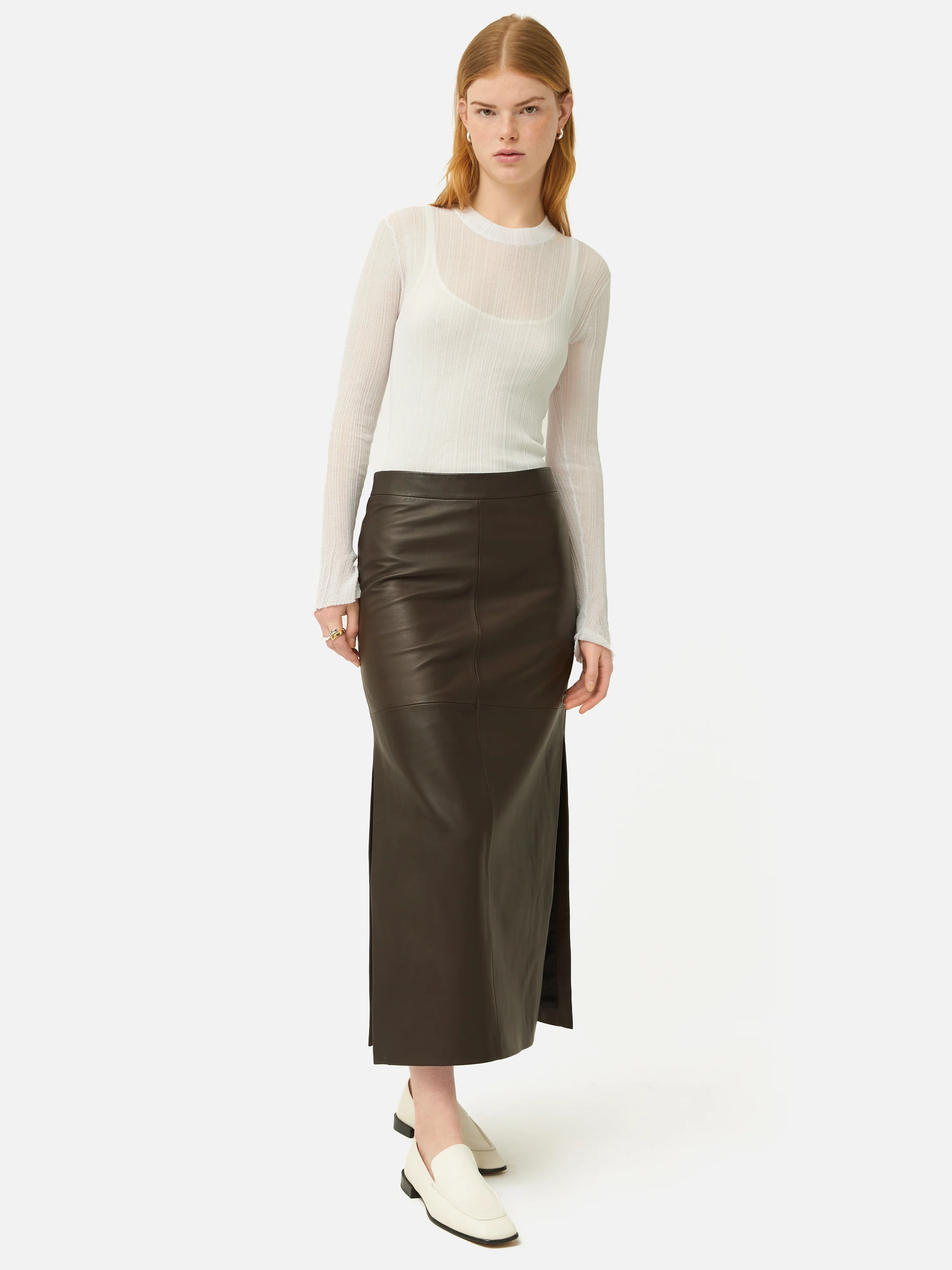 Leather Maxi Skirt | Chocolate - Image 3