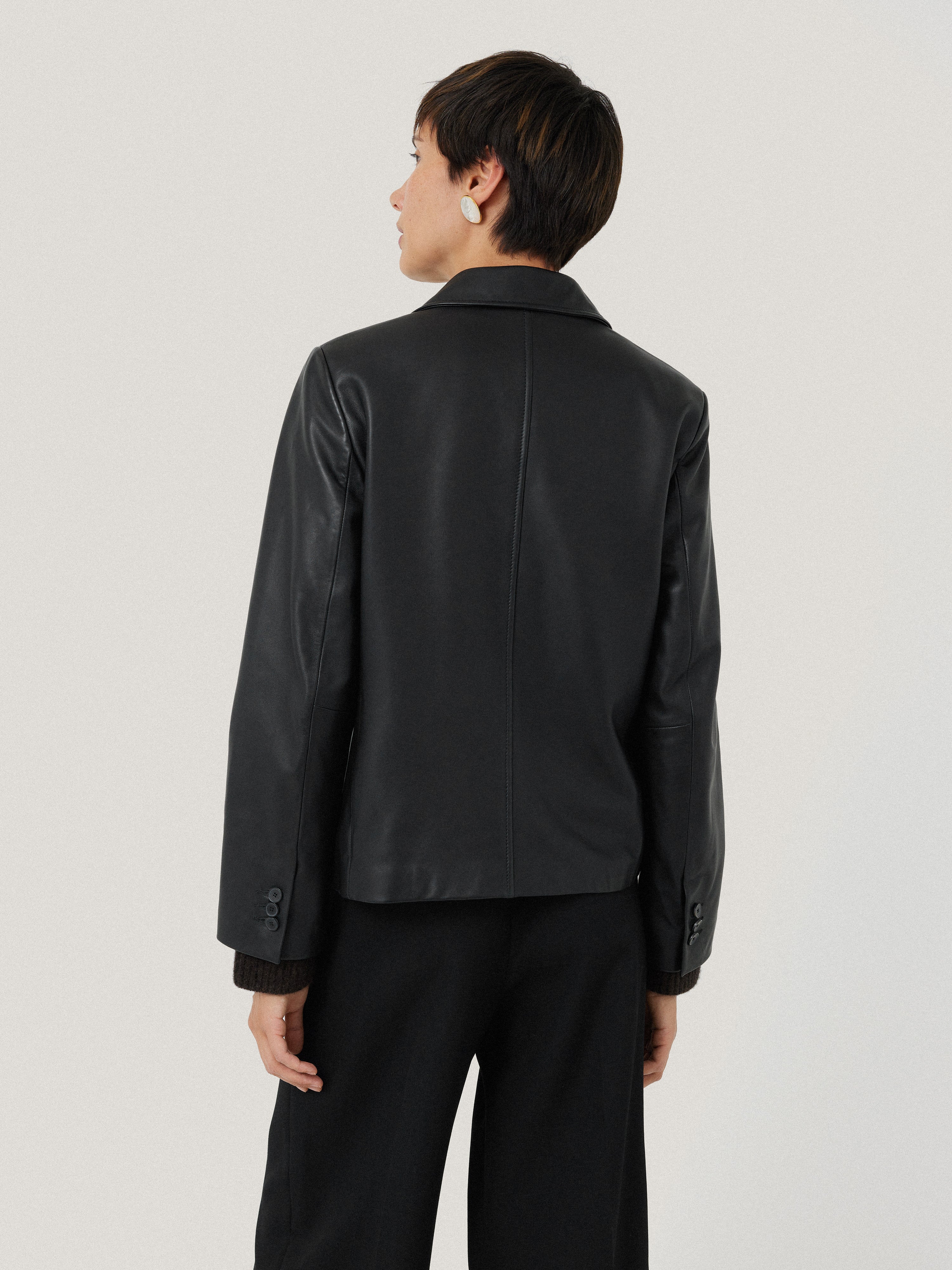 Leather Tailored Blazer | Black - Image 5