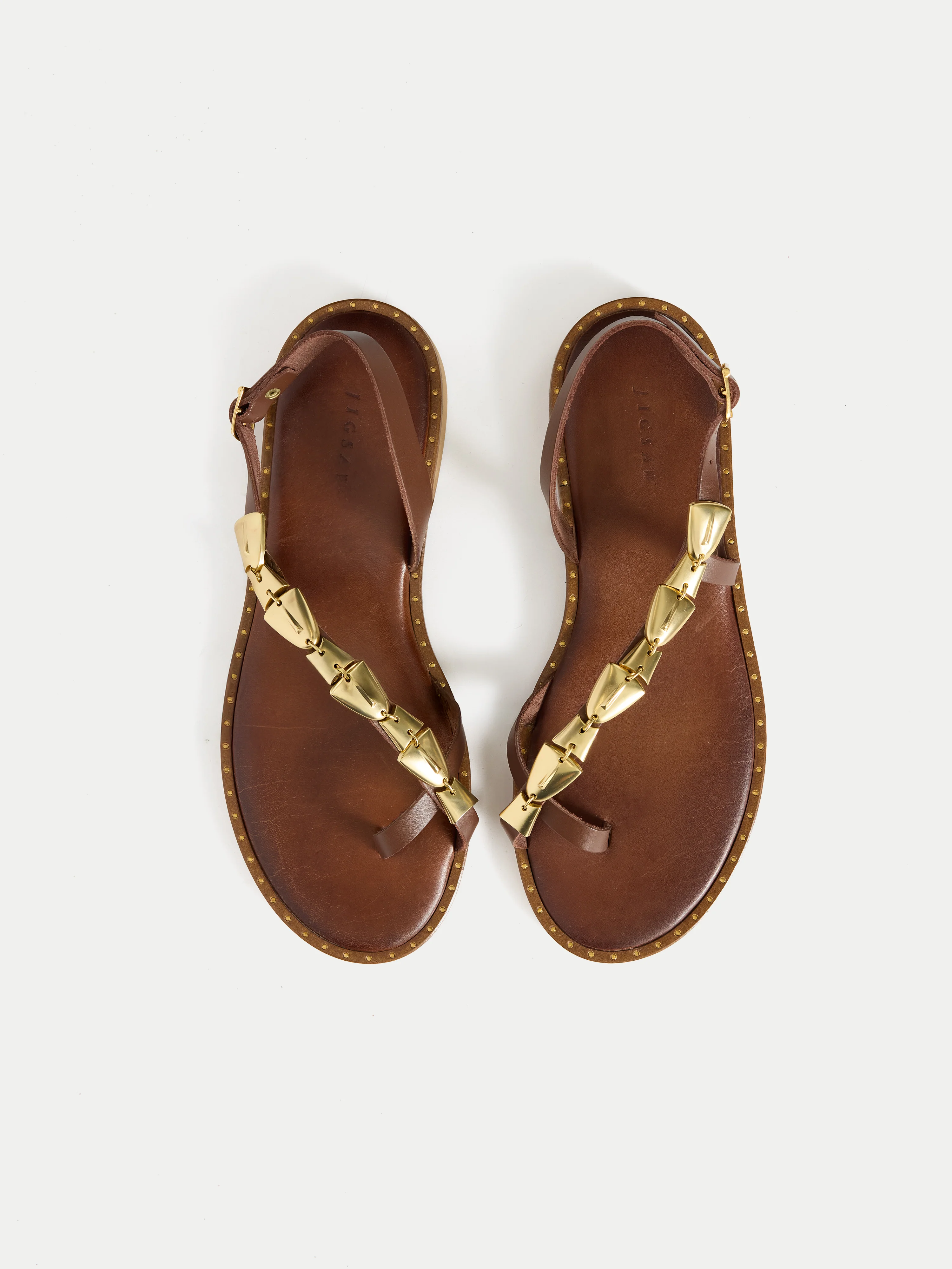 Leather Toe Loop Sandal | Brown - Image 3