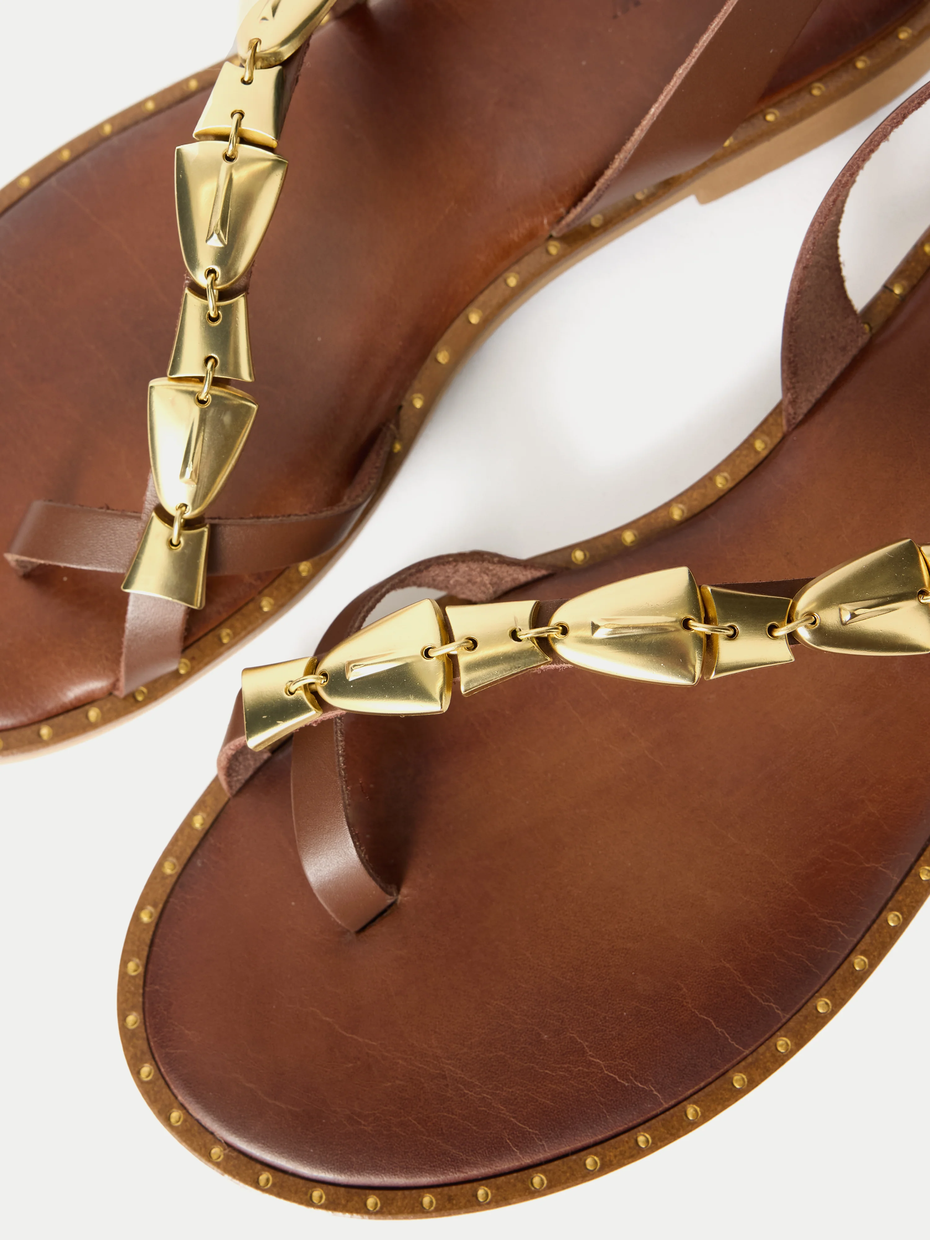 Leather Toe Loop Sandal | Brown - Image 4