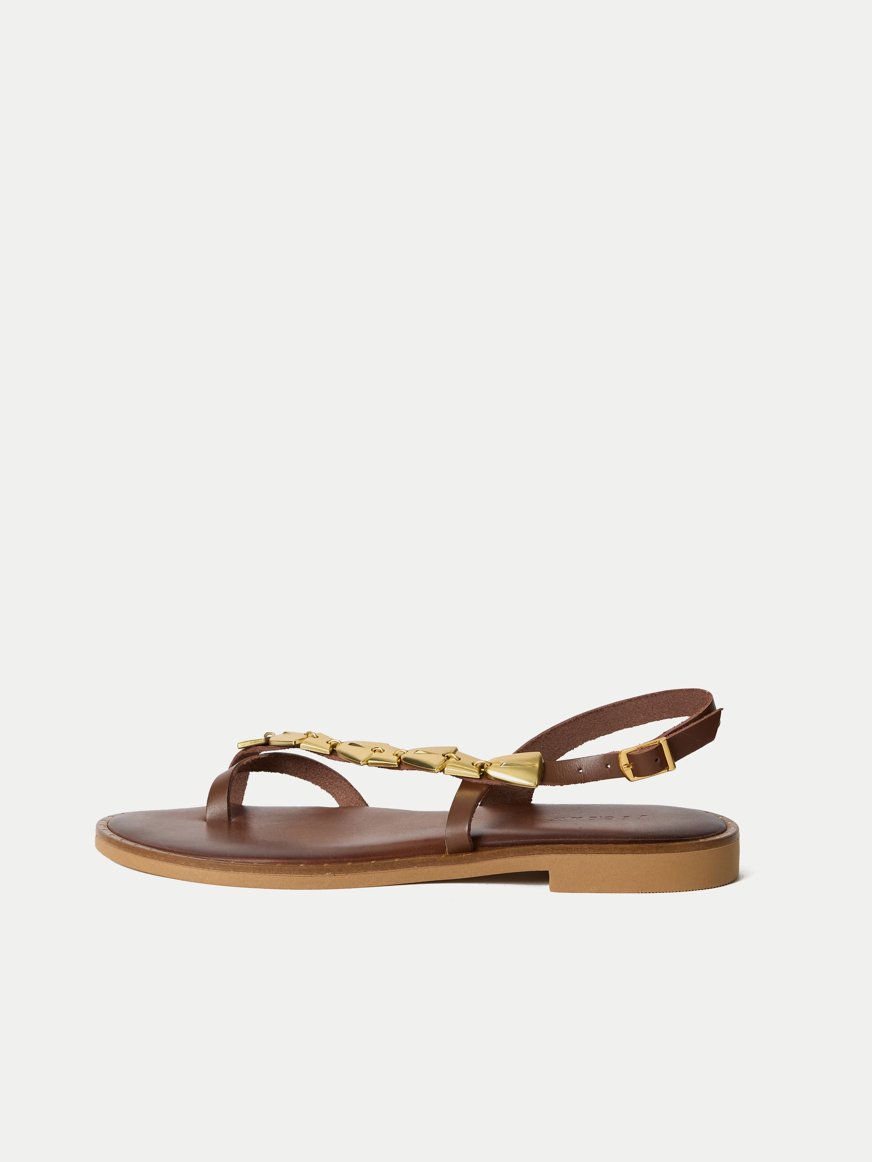 Leather Toe Loop Sandal | Brown - Image 5