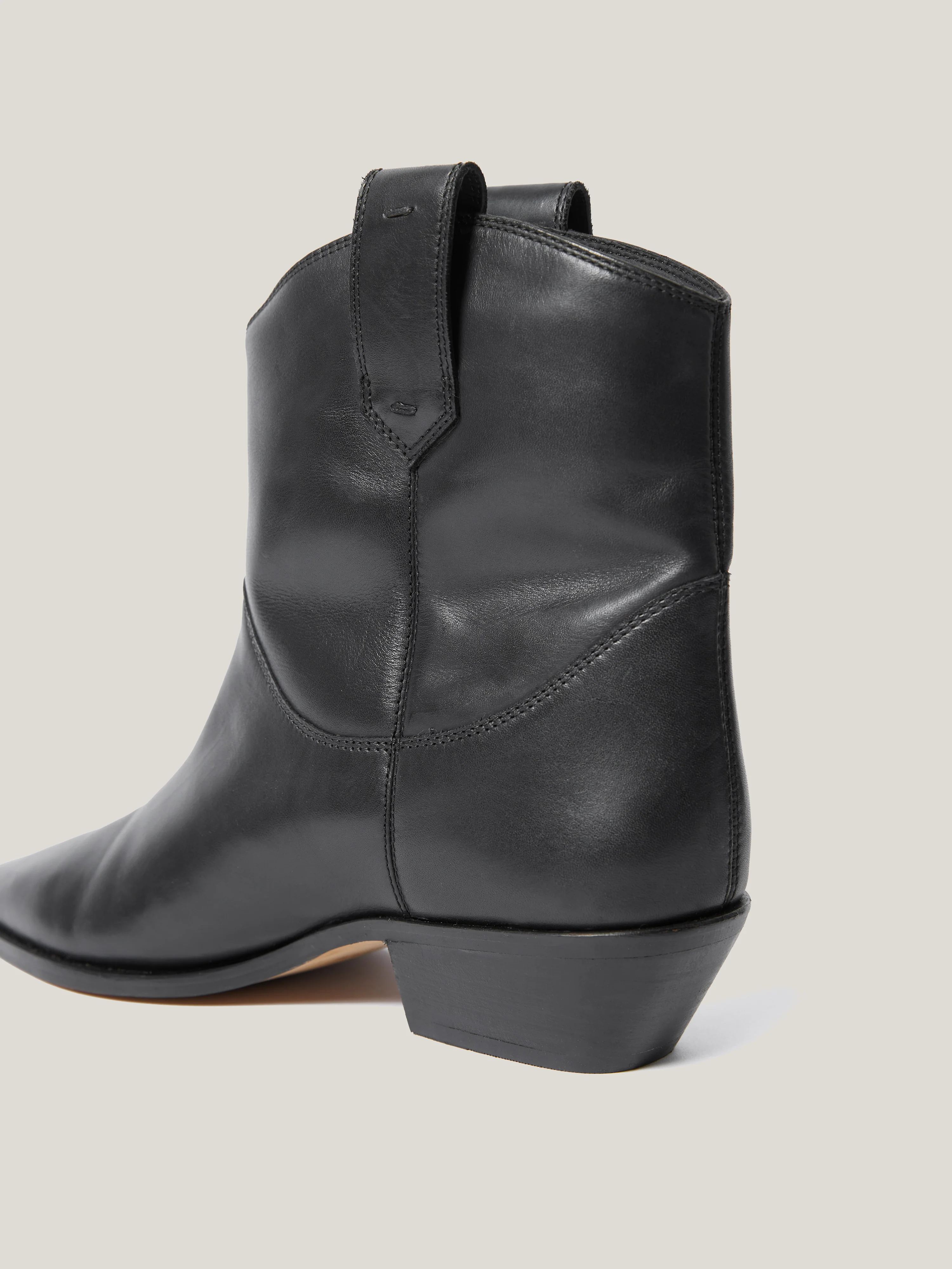 Leather Western Ankle Boot | Black - Image 3