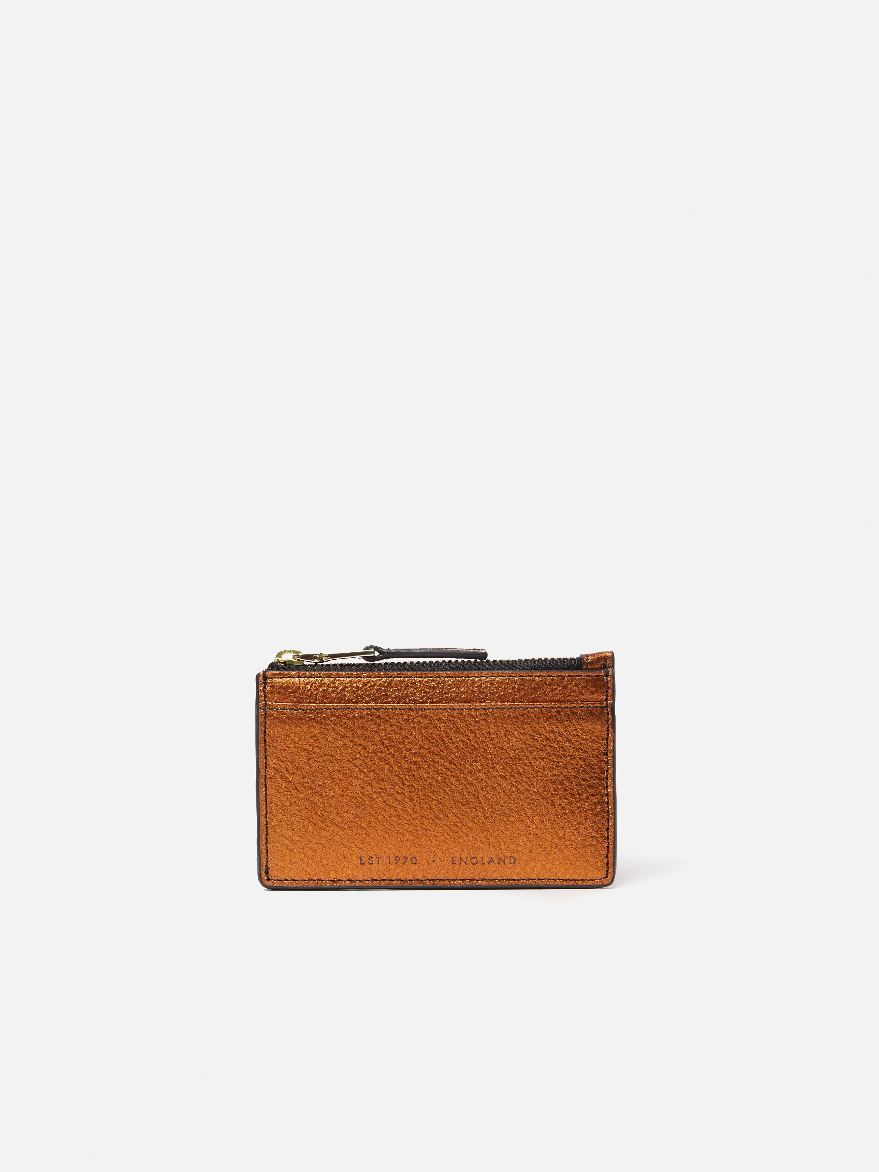 Leather Ziptop Card Holder | Copper