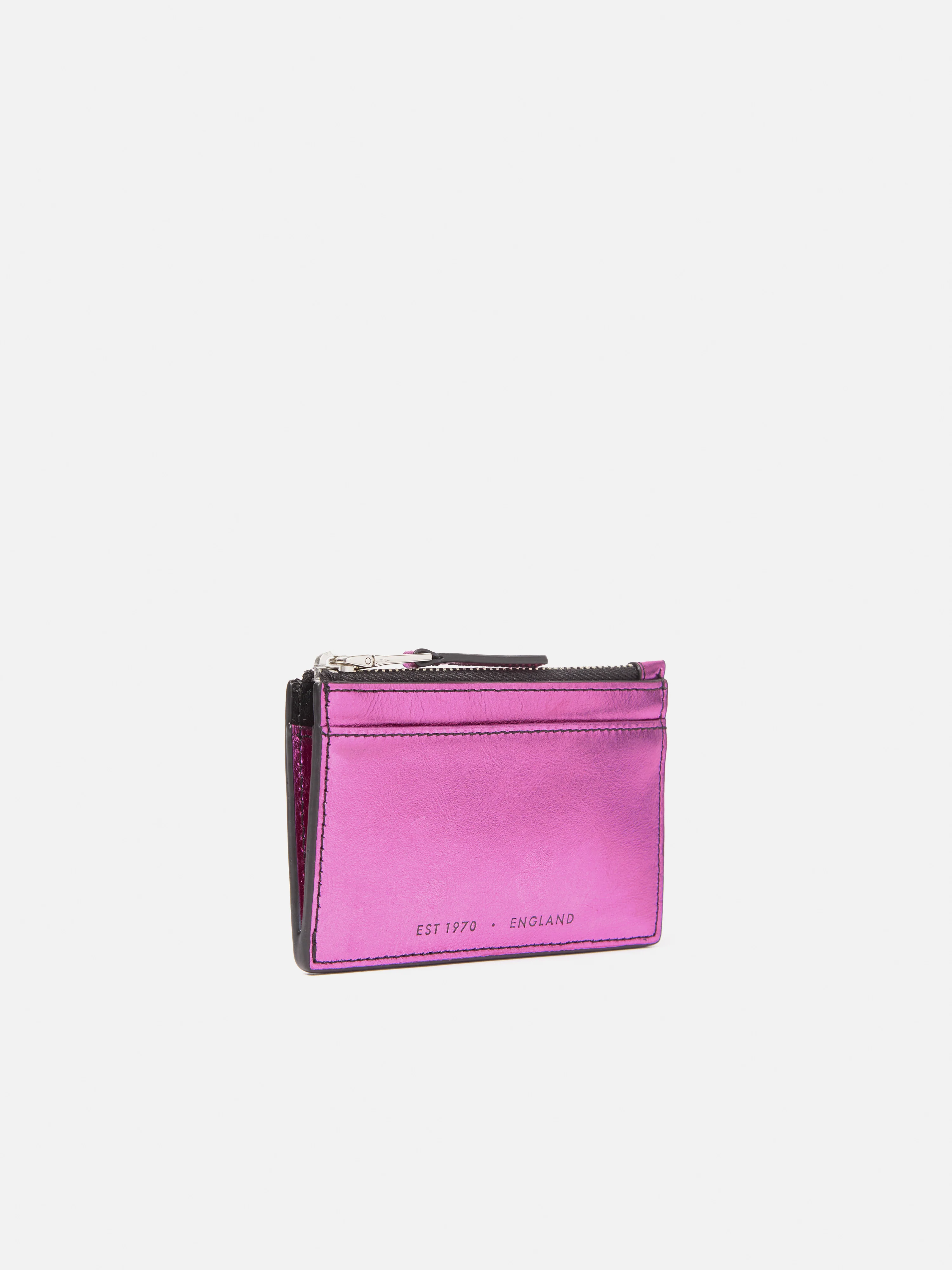 Leather Ziptop Card Holder | Pink - Image 2