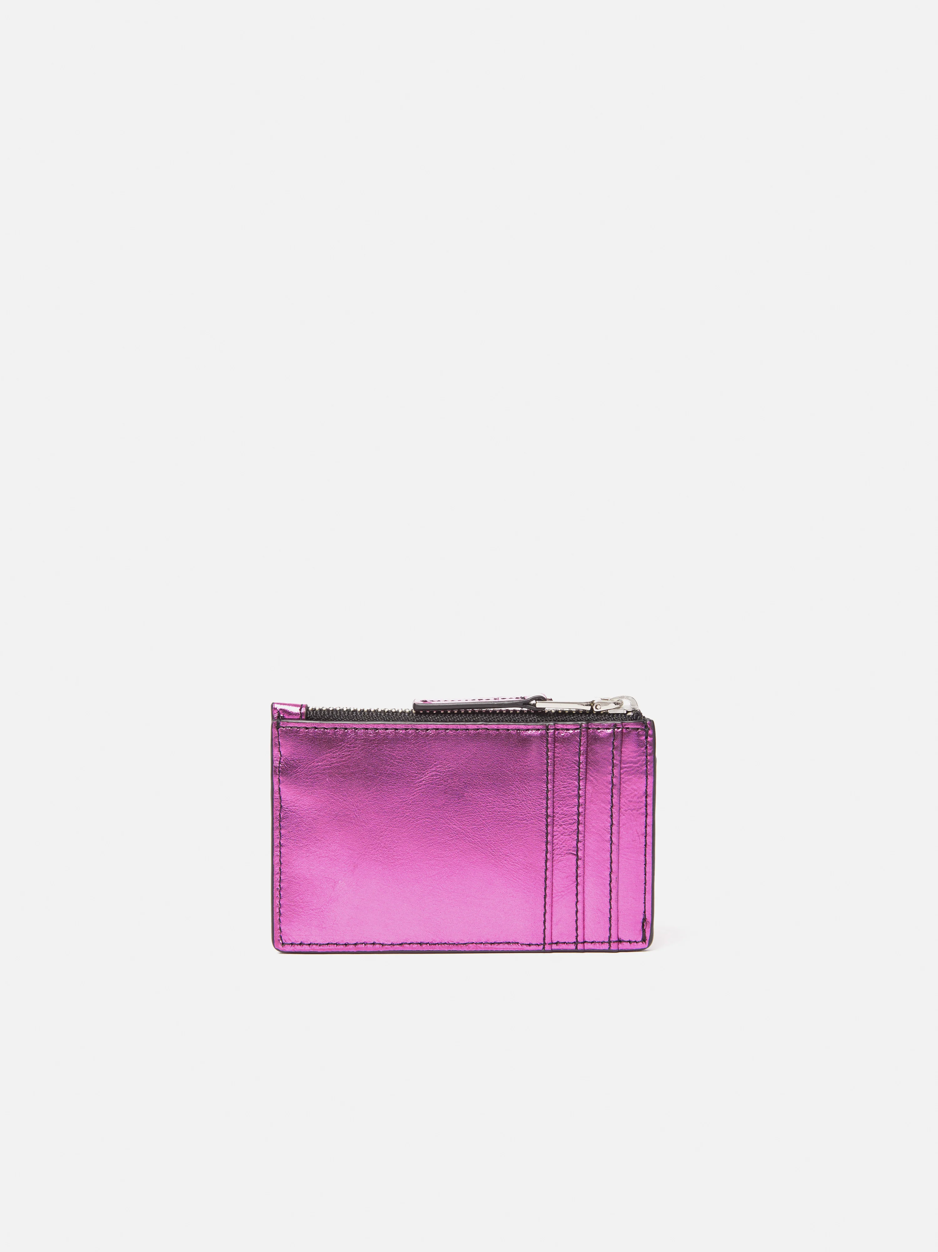 Leather Ziptop Card Holder | Pink - Image 4