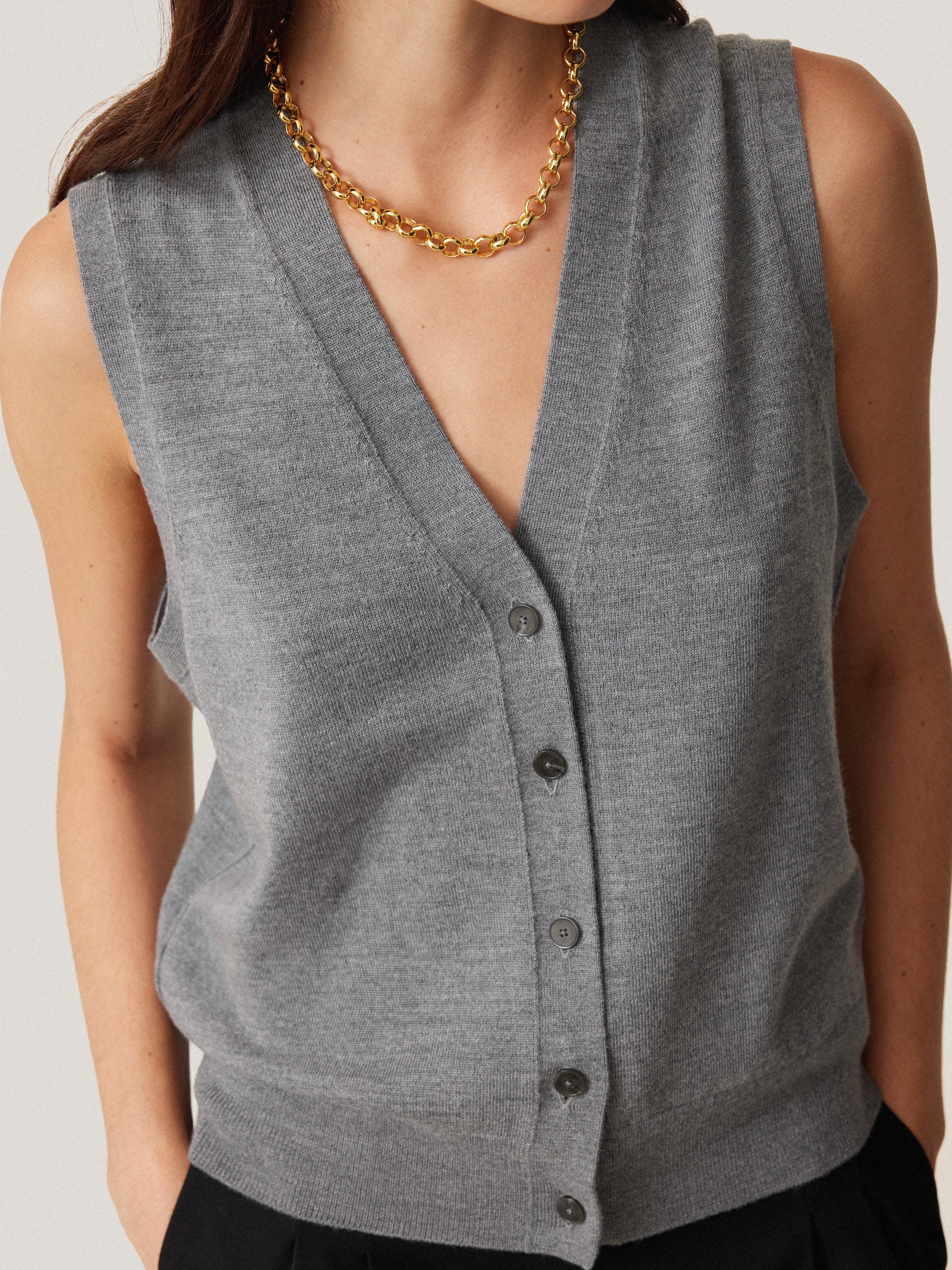 Lightweight Merino Waistcoat | Grey - Image 2
