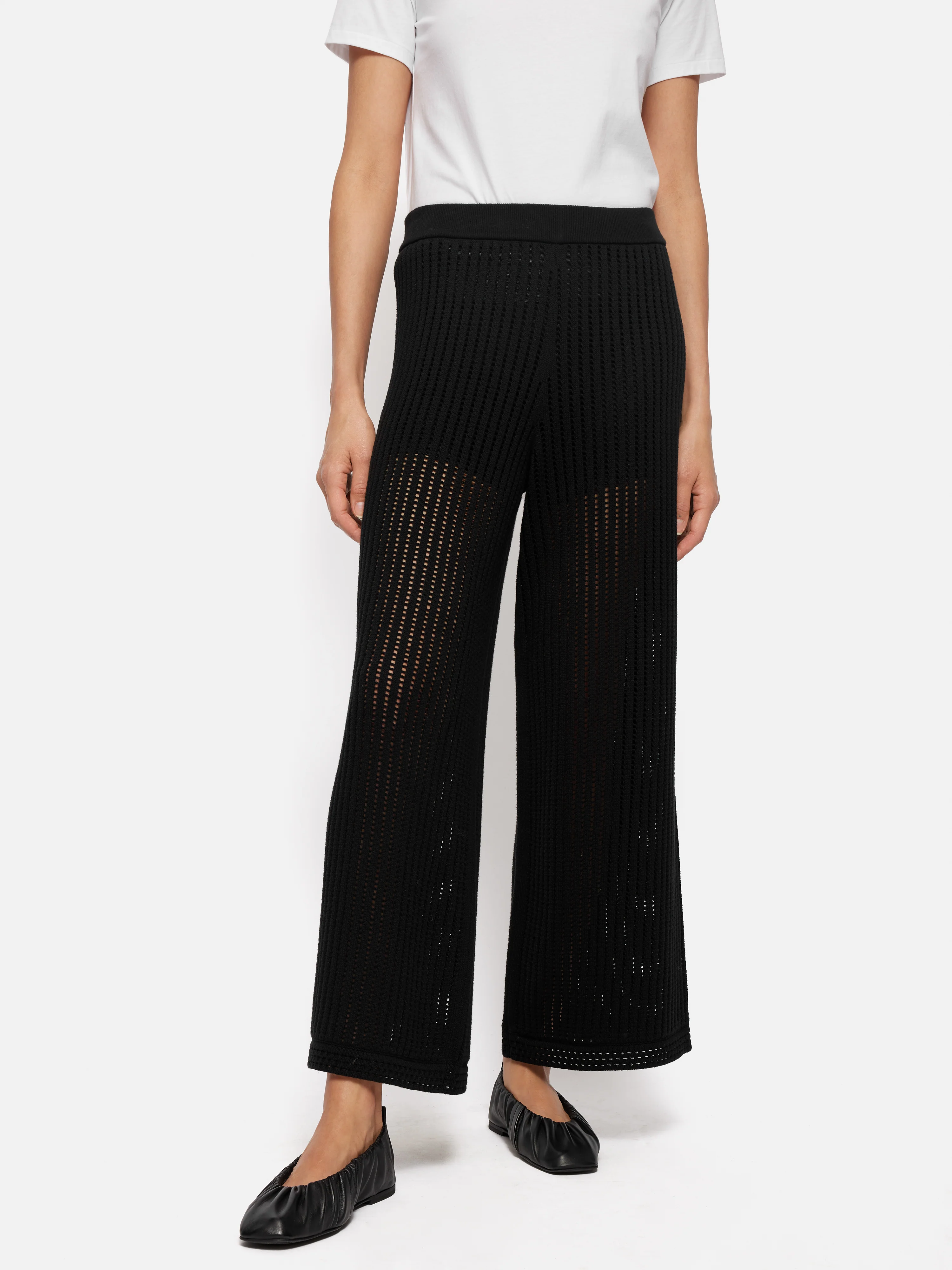 Linear Pointelle Trouser | Black - Image 2