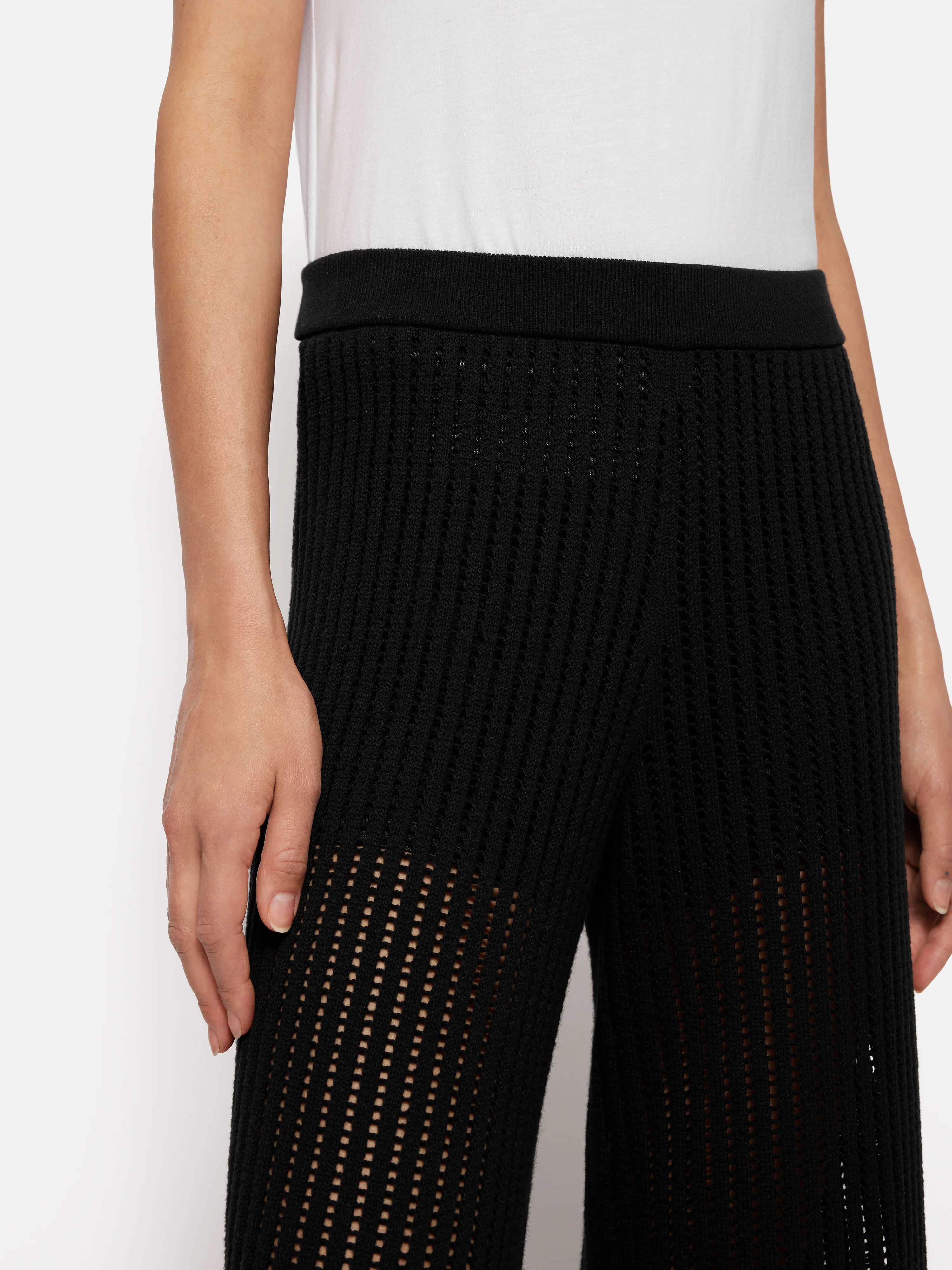 Linear Pointelle Trouser | Black - Image 4