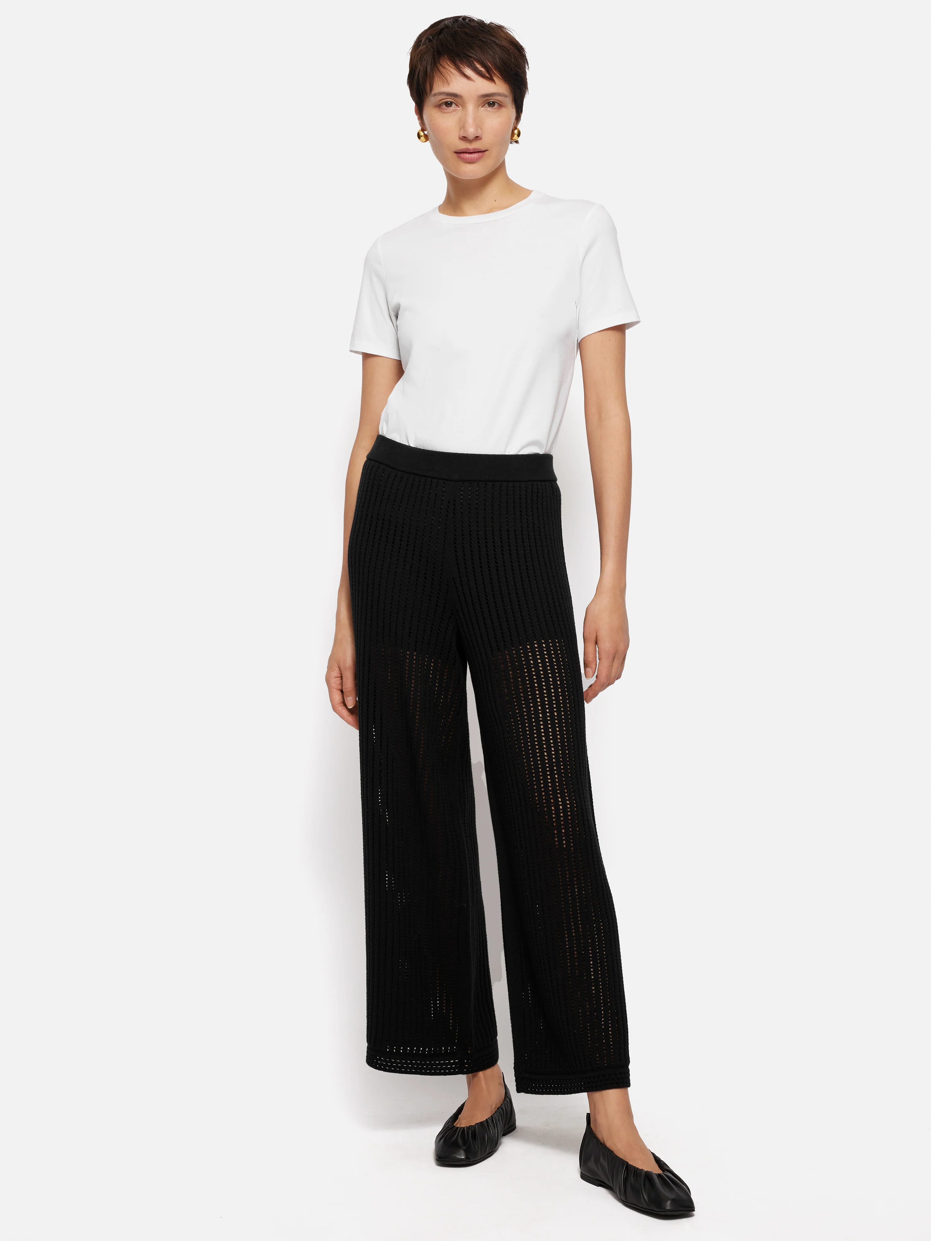 Linear Pointelle Trouser | Black - Image 5