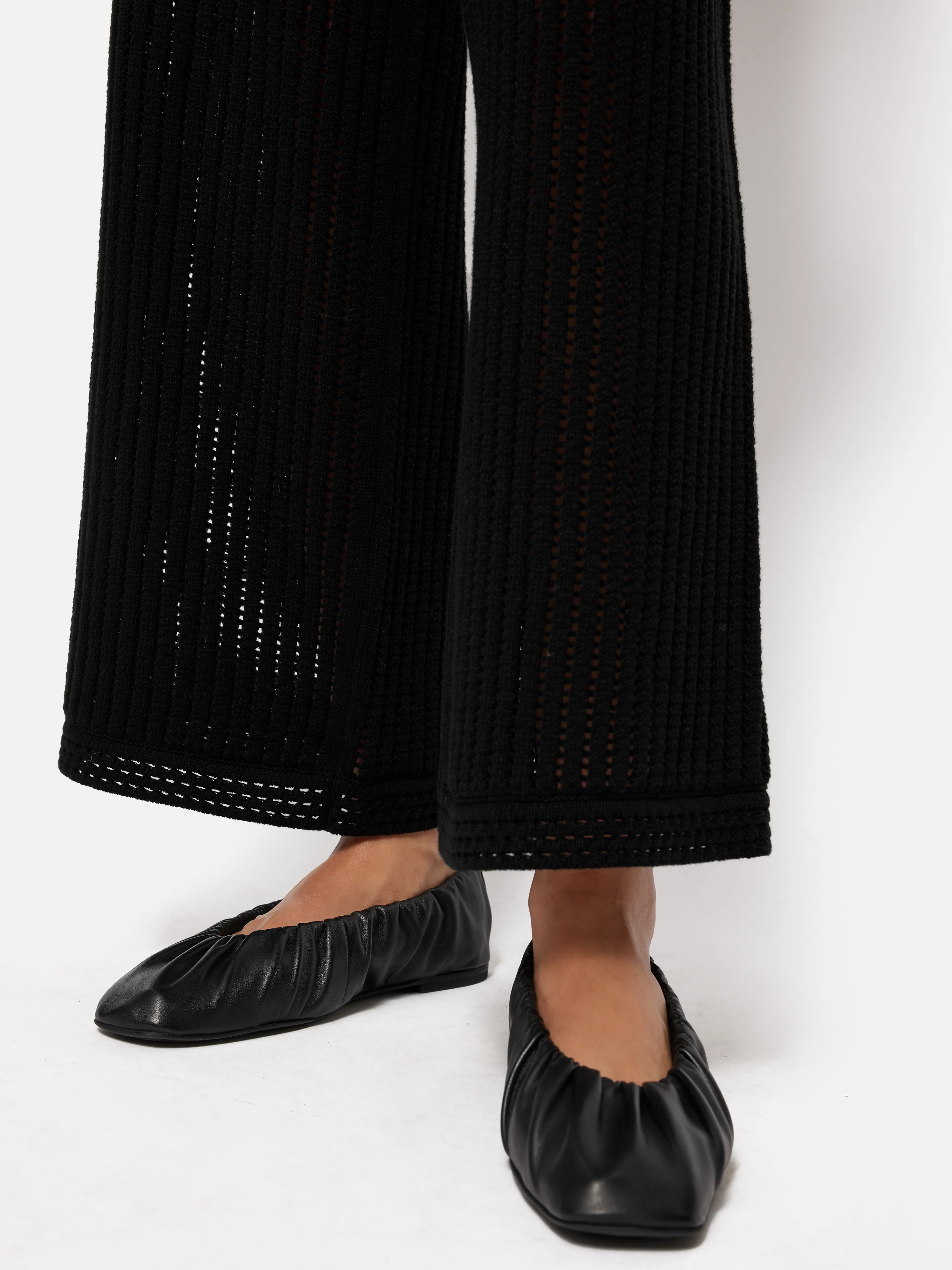 Linear Pointelle Trouser | Black - Image 6