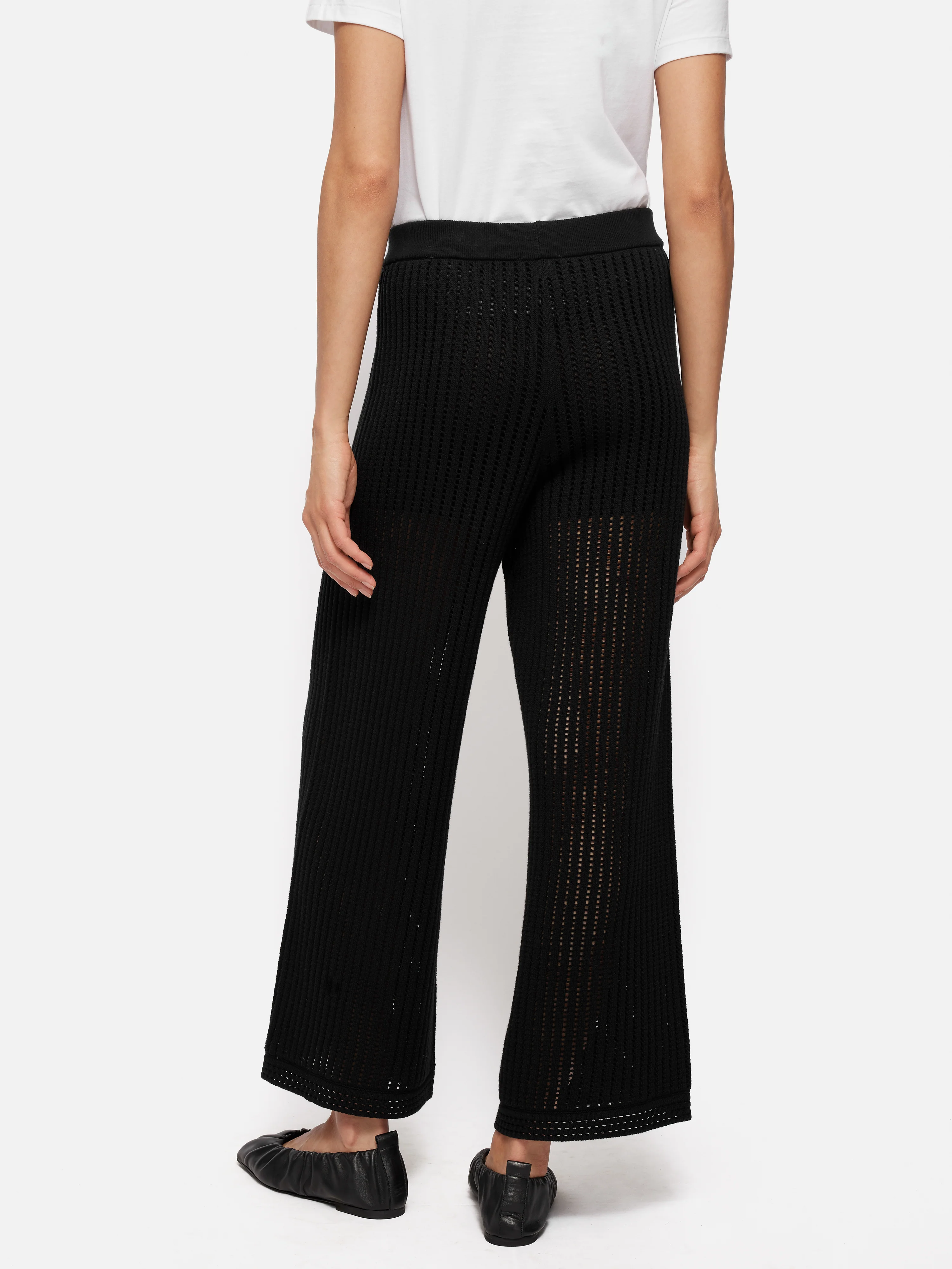 Linear Pointelle Trouser | Black - Image 7