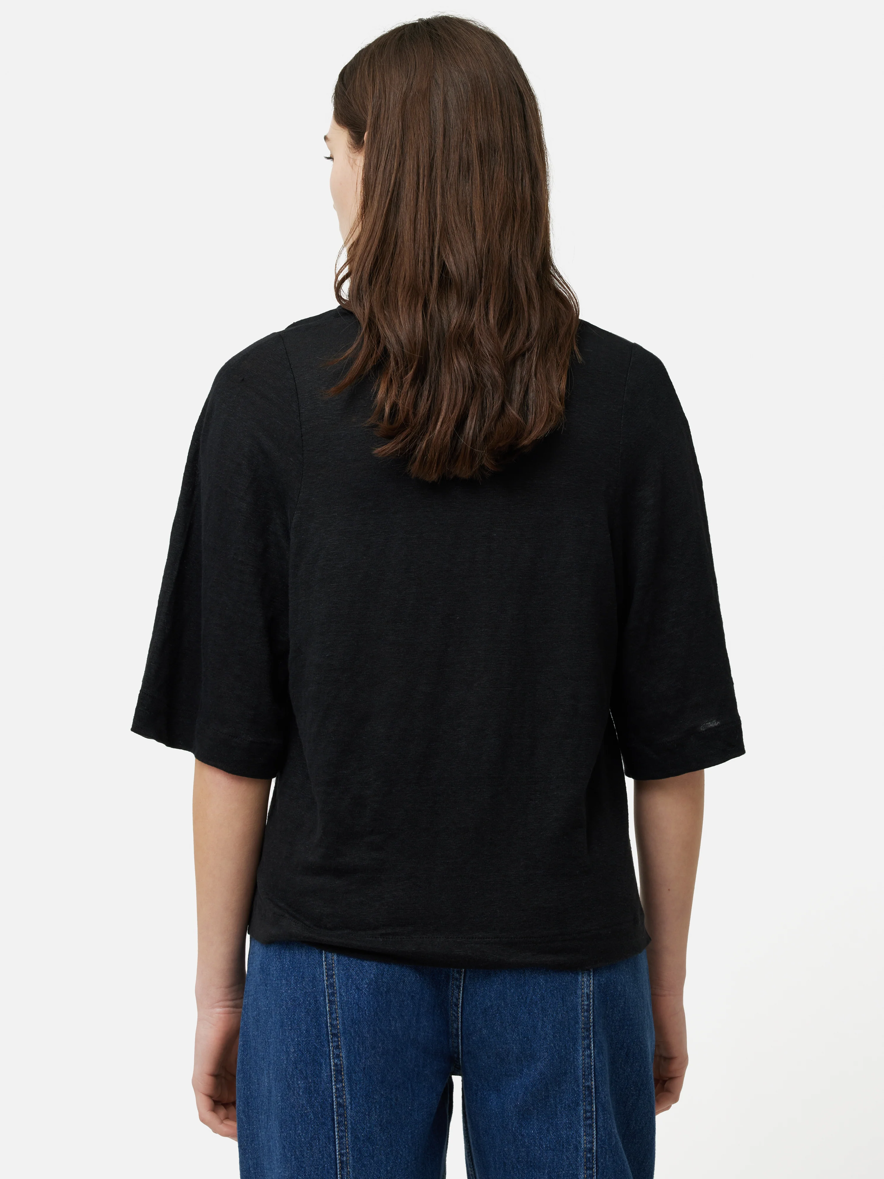 Linen Blythe Half Sleeve Tee | Black - Image 4