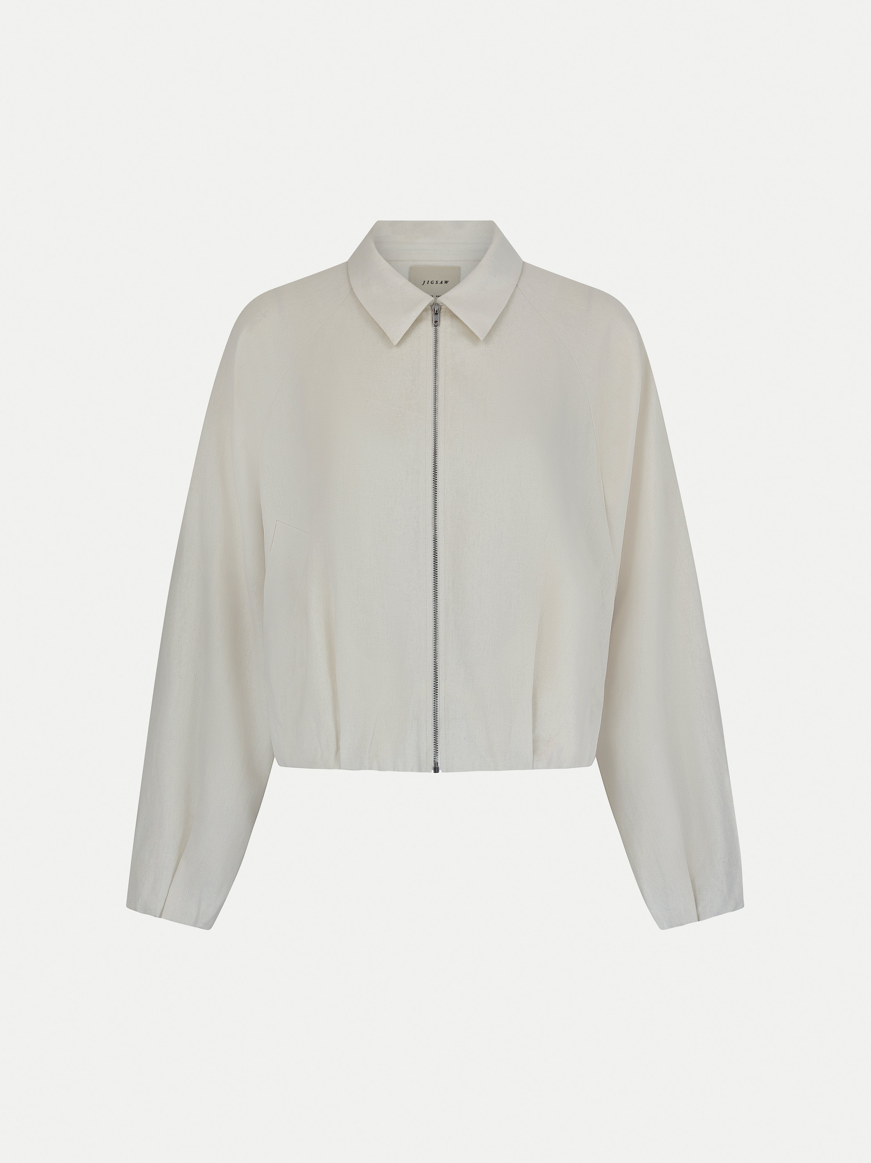 Linen Bomber Jacket | Cream - Image 5