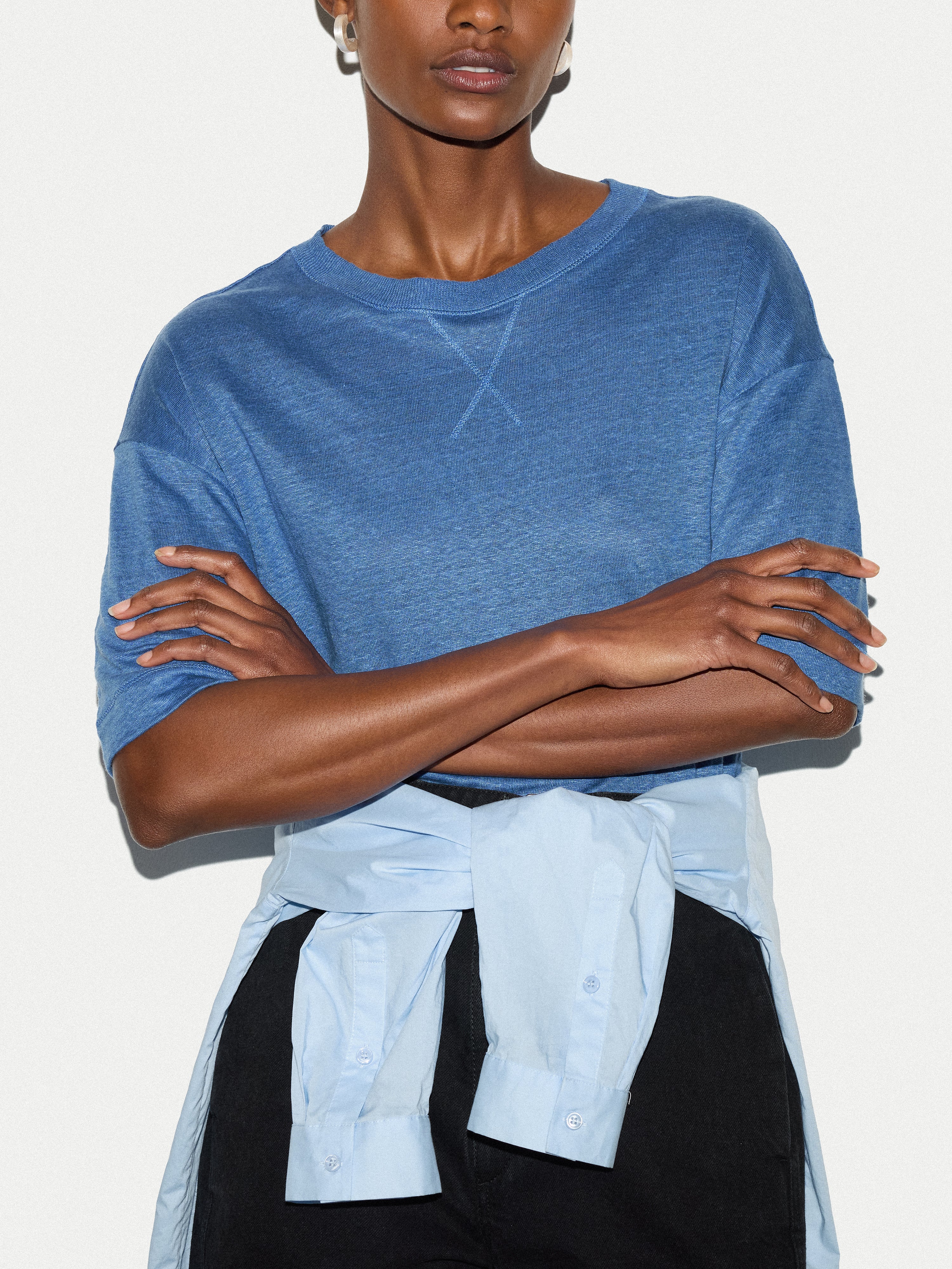 Linen Boxy T-shirt | Blue - Image 2